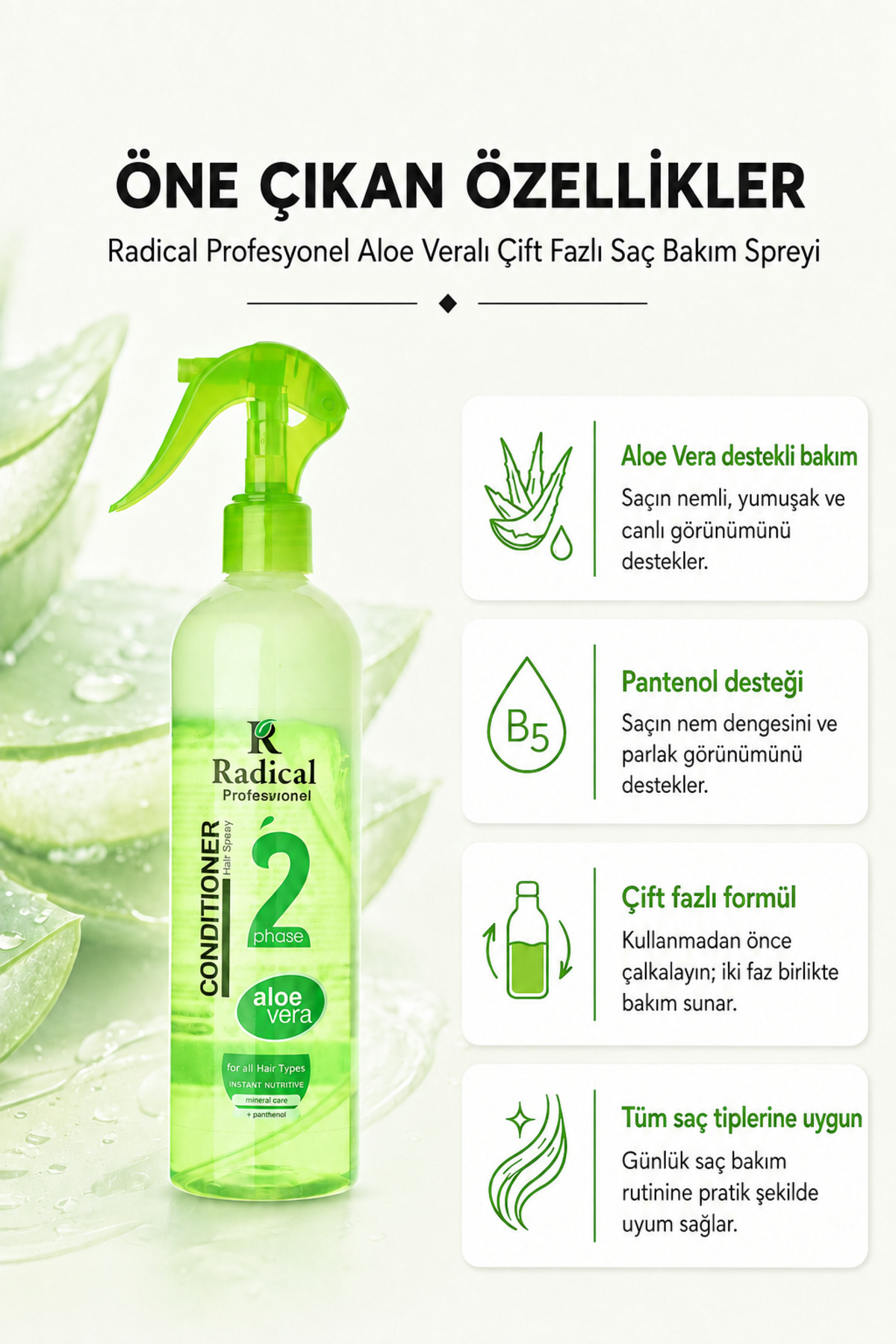اسپری مراقبت از موی دو فاز ترمیم کننده حرفه ای با آلوئه ورا ۴۰۰ گرم — ۰۰۰۱conditioner-aloevera — تصویر 2 از 3