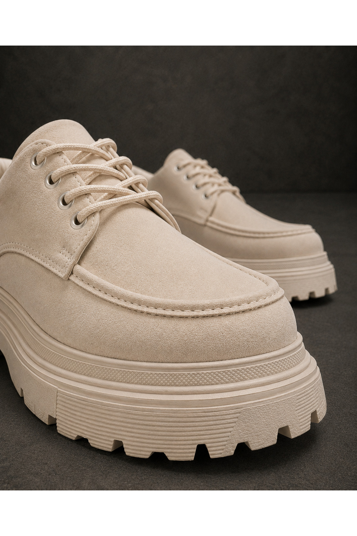 Mhoda Shoes RLX- Erkek Günlük Bağcıklı Süet Klasik Ayakkabı SKT-Bej görsel 5