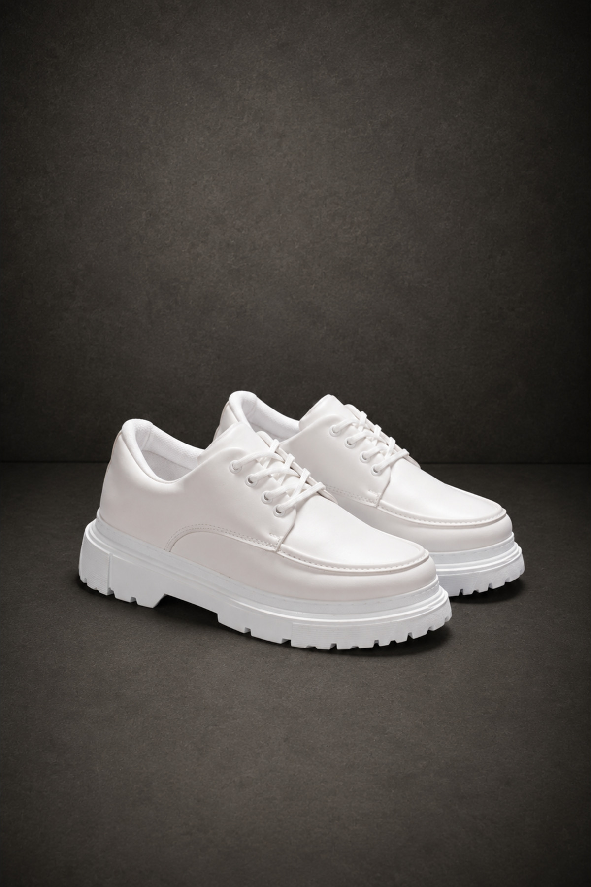 Mhoda Shoes RLX- Erkek Günlük Bağcıklı Cilt Klasik Ayakkabı CBT - Beyaz görsel 3