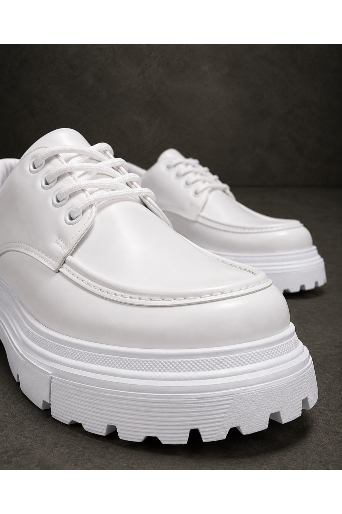 Mhoda Shoes RLX- Erkek Günlük Bağcıklı Cilt Klasik Ayakkabı CBT - Beyaz görsel 4