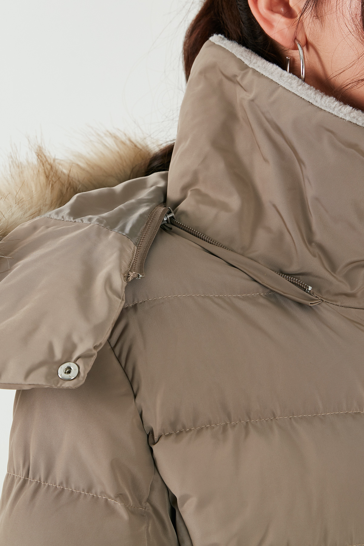 Lela Regular Fit Çıkarılabilir Kapüşonlu Fermuarlı Cepli Şişme Mont Kadın MONT 497EMİLY görsel 8