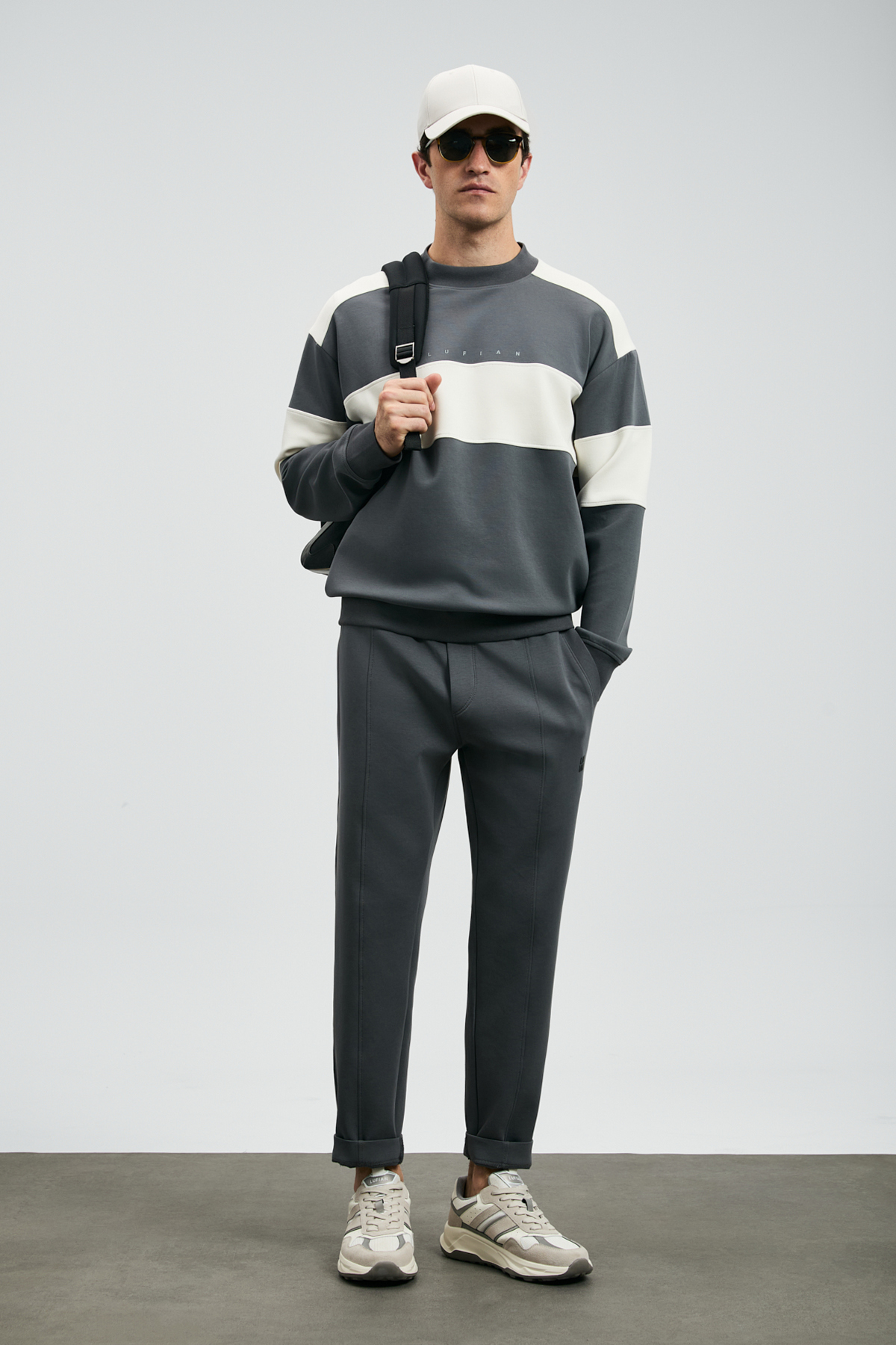 Lufian Pıeces Erkek Sweatshirt Koyu Gri görsel 3