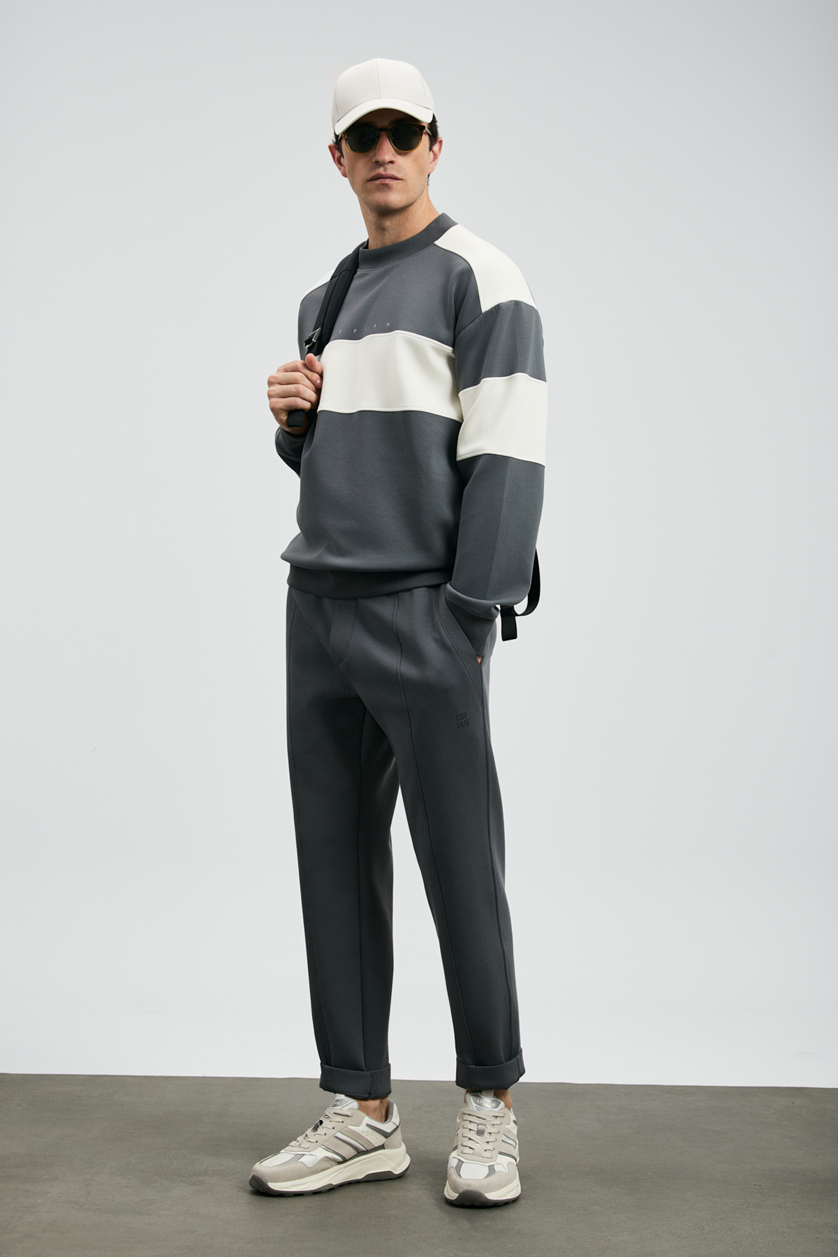 Lufian Pıeces Erkek Sweatshirt Koyu Gri görsel 2
