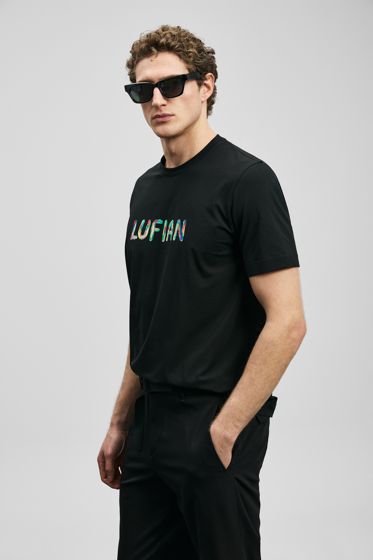 Lufian Surge Modern Grafik Tişört Siyah görsel 4