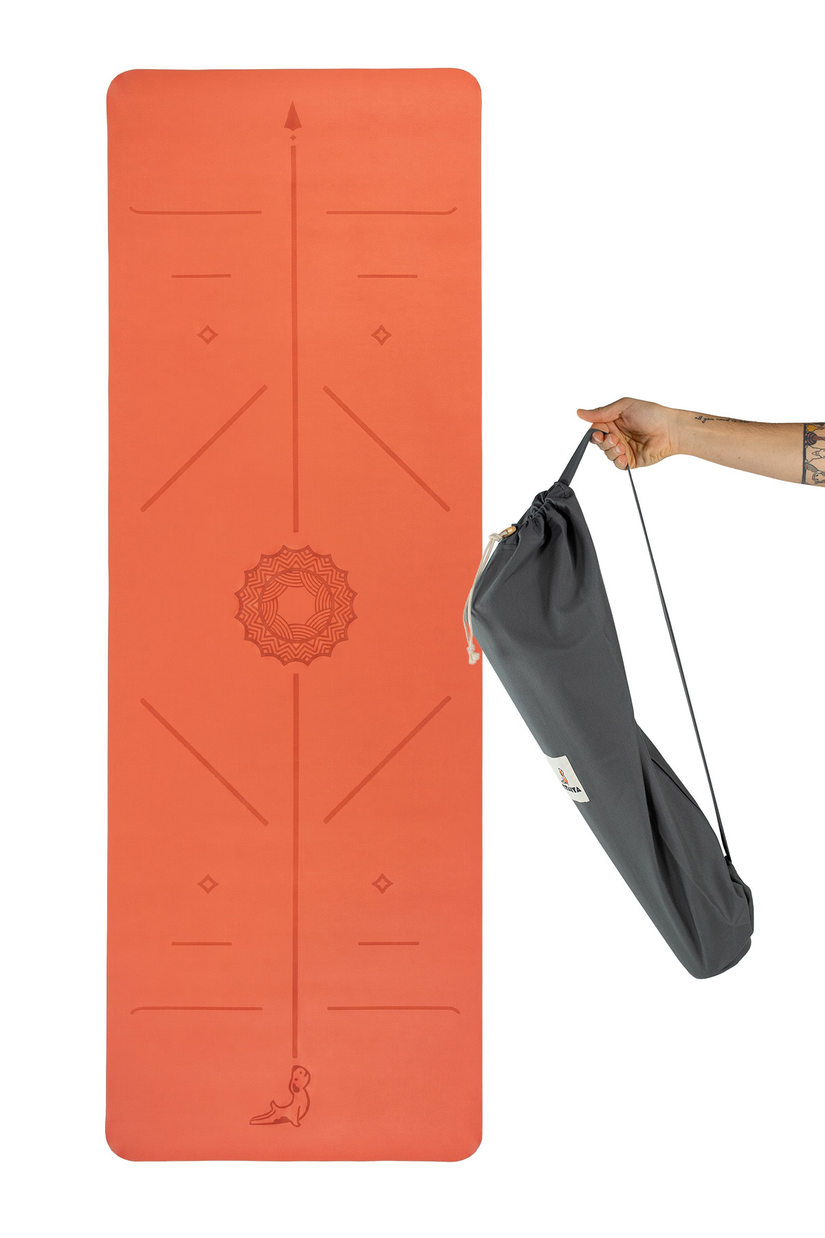 PETARYA Focus Serisi Mercan Turuncu 4.1 mm Doğal Kauçuk Kaydırmaz Yoga Matı