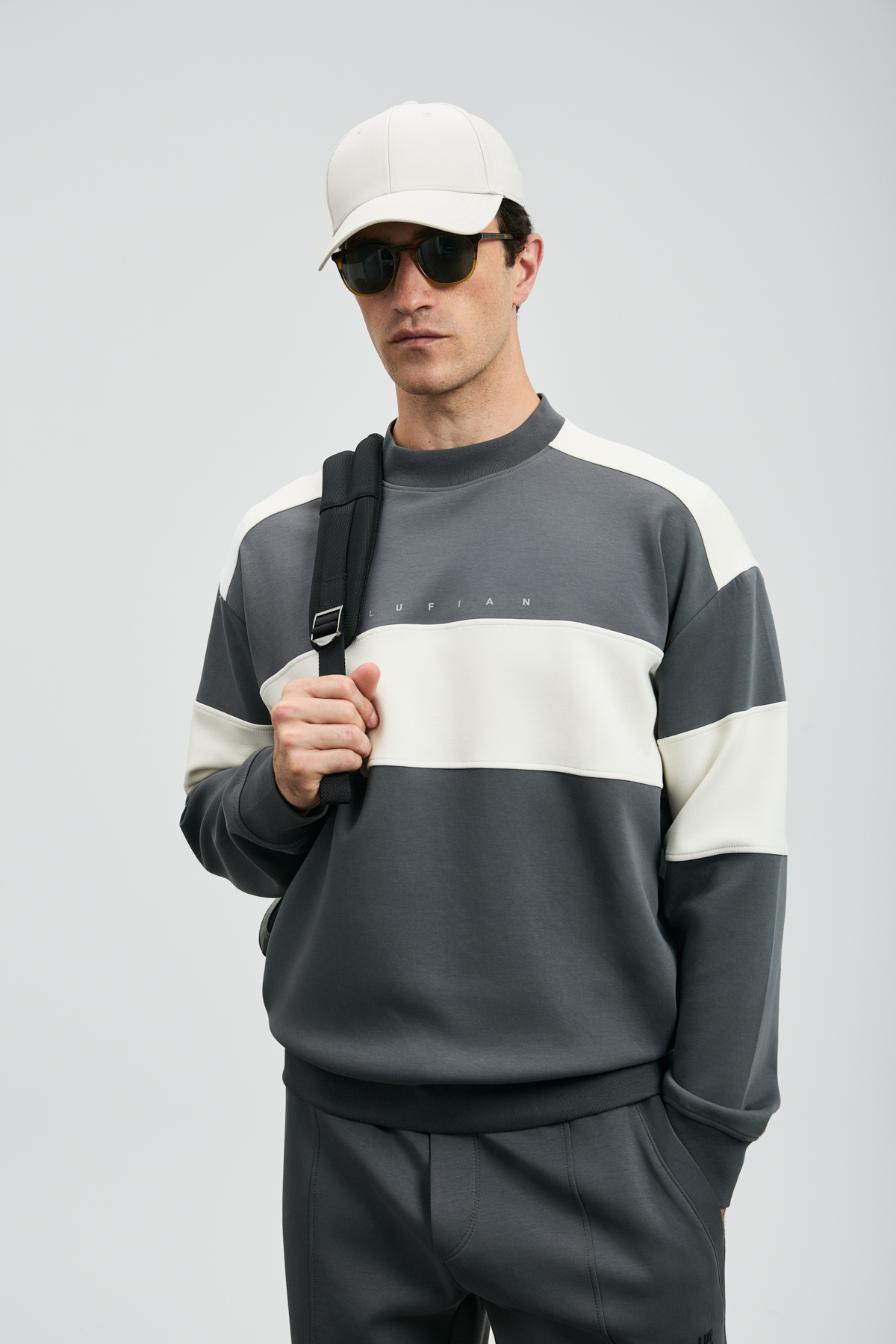 Lufian Pıeces Erkek Sweatshirt Koyu Gri görsel 4
