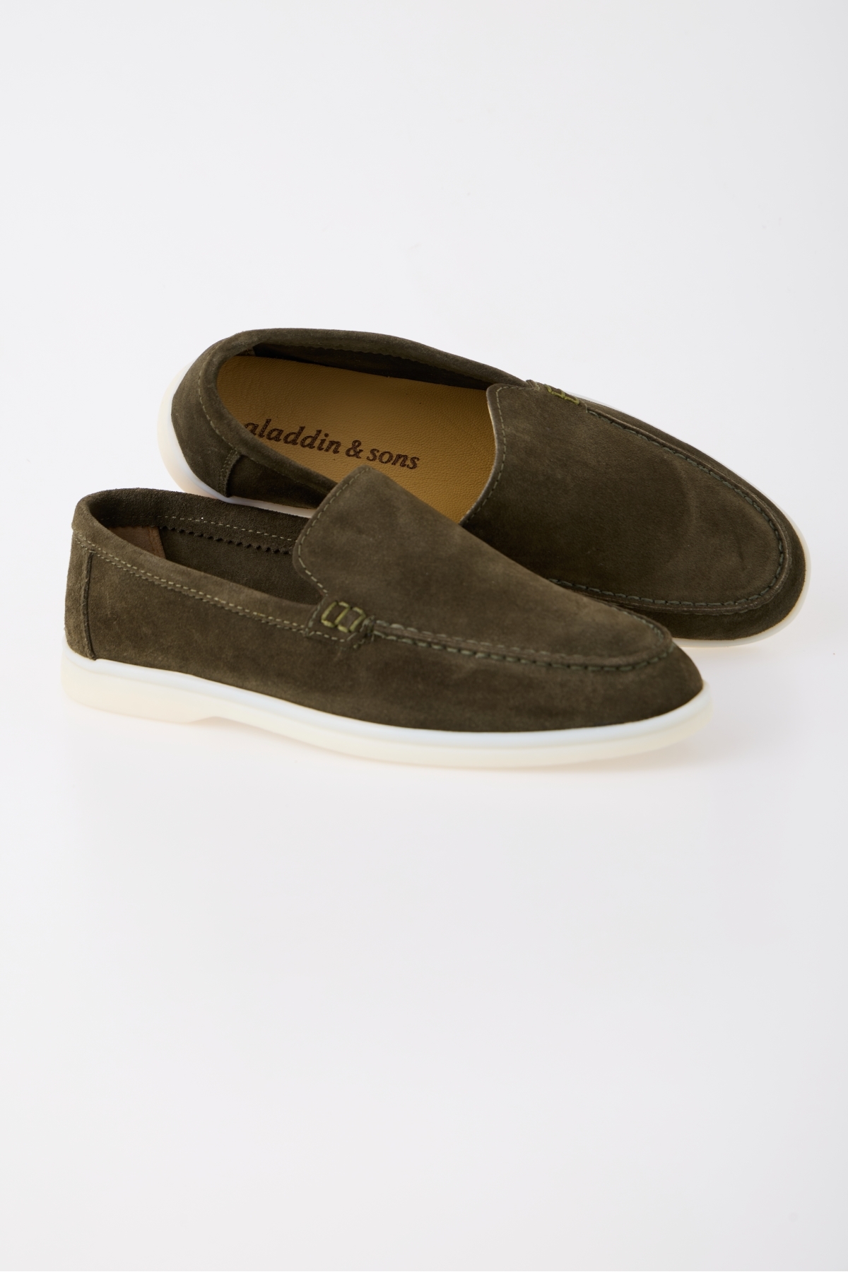 aladdin & sons Azure Haki Süet Hakiki Deri Erkek Loafer Ayakkabı görsel 5