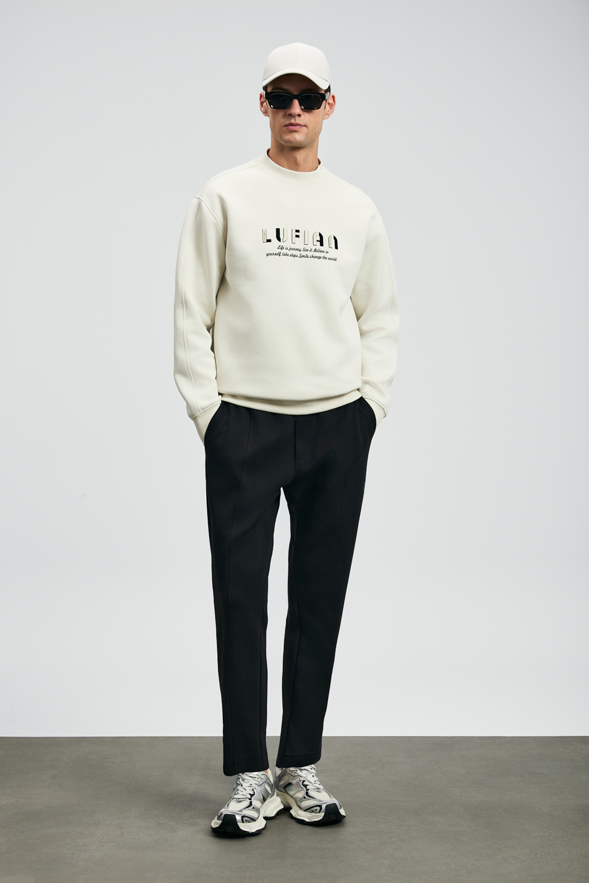 Lufian Oracle Erkek Sweatshirt Kırık Beyaz görsel 2