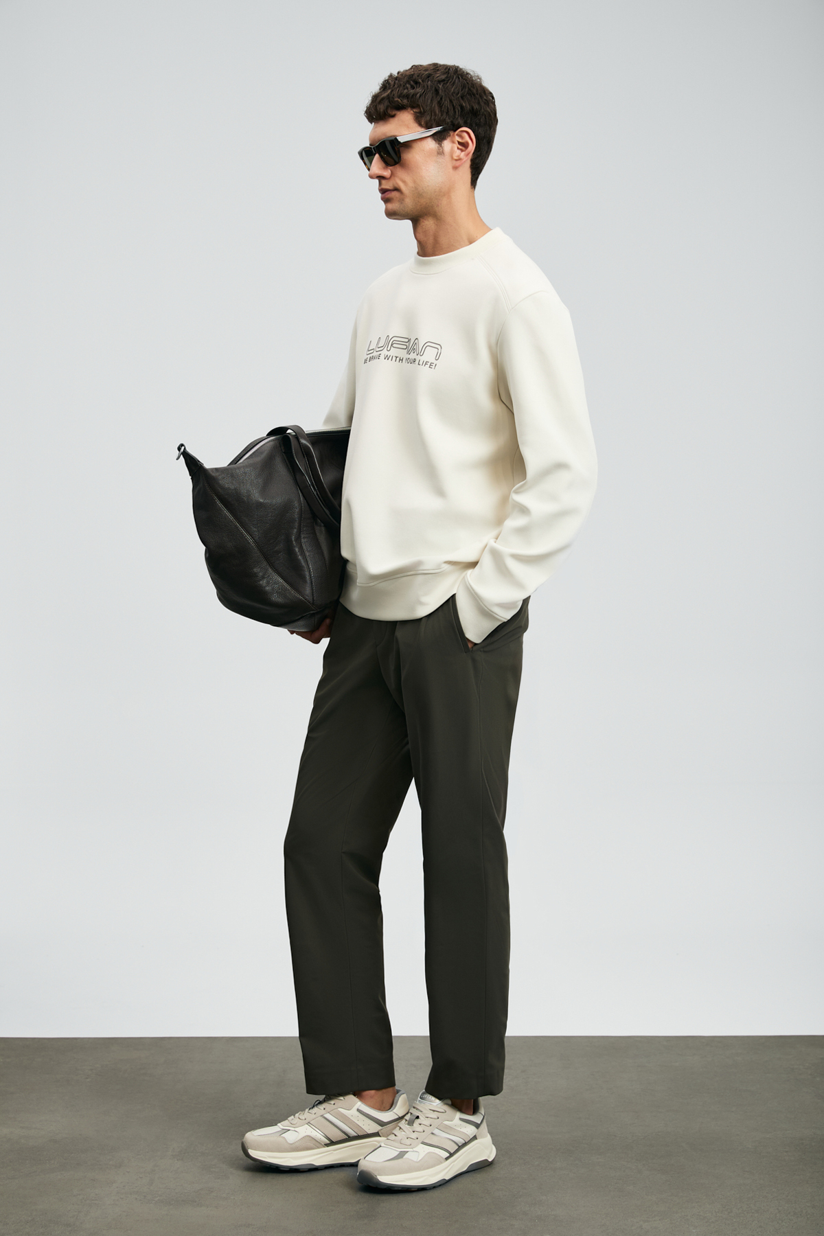 Lufian Luther Erkek Sweatshirt Ekru görsel 2