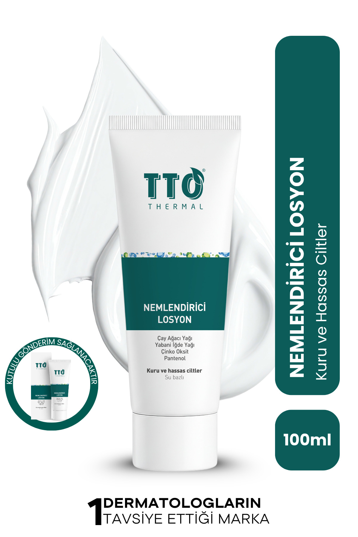 TTO Yüz Vücut Losyonu Hafif Dokulu Nemlendirici 100 ml Parfümsüz ve E Vitaminli Thermal — 8680145084039