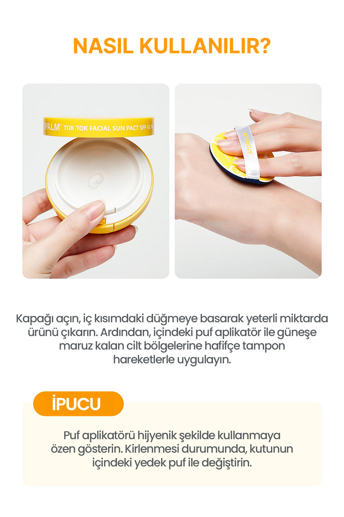 Bebek ve Çocuklar için Kompakt Mineral Güneş Kremi Tok Tok Facial Sun Pact SPF43 PA+++ — 9753 — تصویر 8 از 9