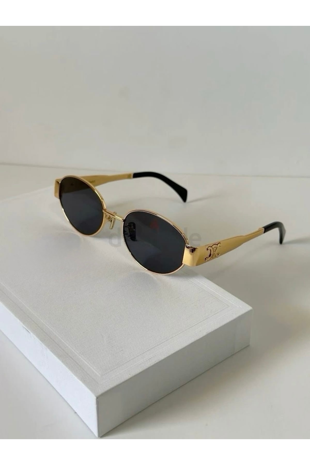 LOOKUP NEW Alev 56 Ekartman Unisex Kadın Uv400 Korumalı Oval Gold Siyah NyIon Cam Metal Güneş Gözlüğü görsel 6