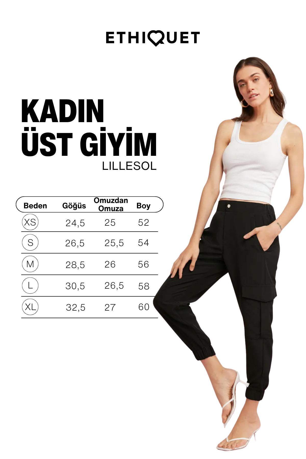ETHIQUET Lıllesol Kadın Fitilli Görünümlü Kalın Askılı Basic Beyaz Bluz Atlet görsel 7