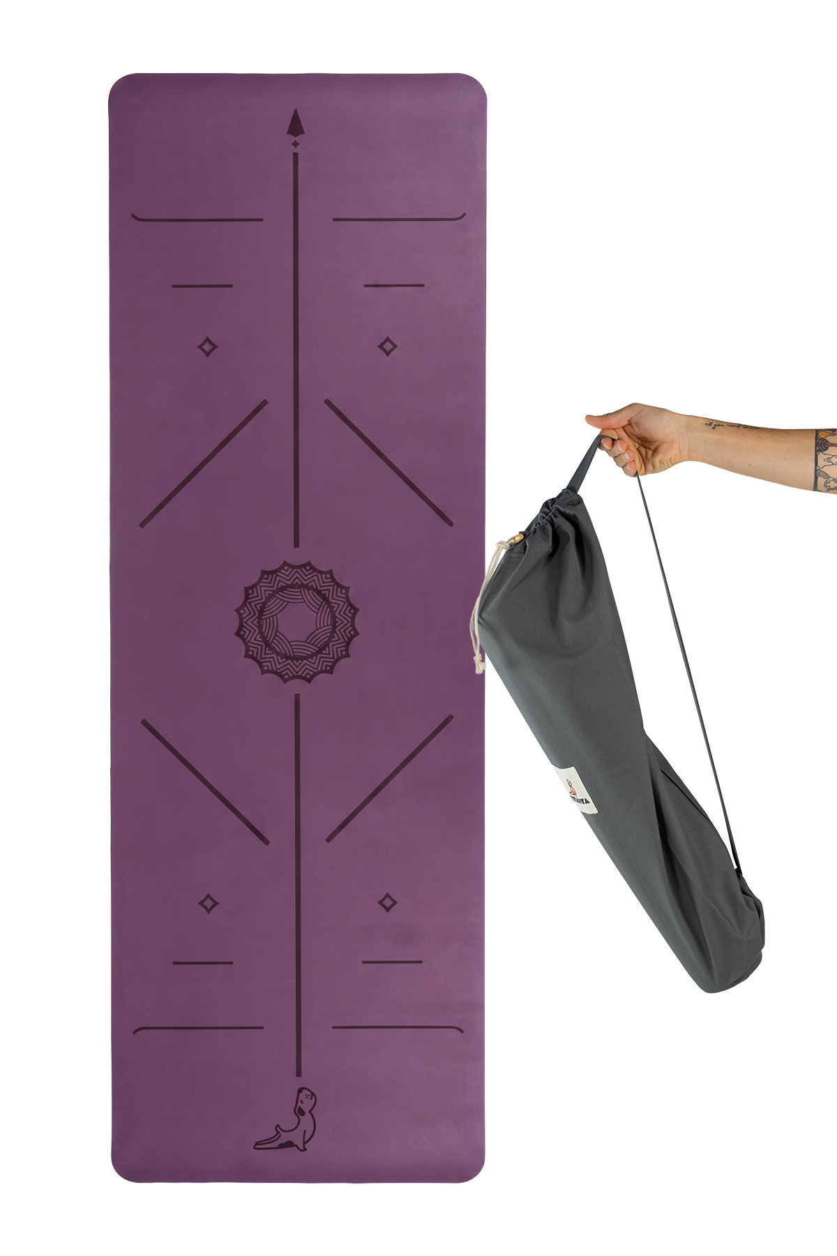 PETARYA Focus Serisi 4.1 mm Kaydırmaz Kauçuk Taban Yoga Matı Pilates Minderi Mor