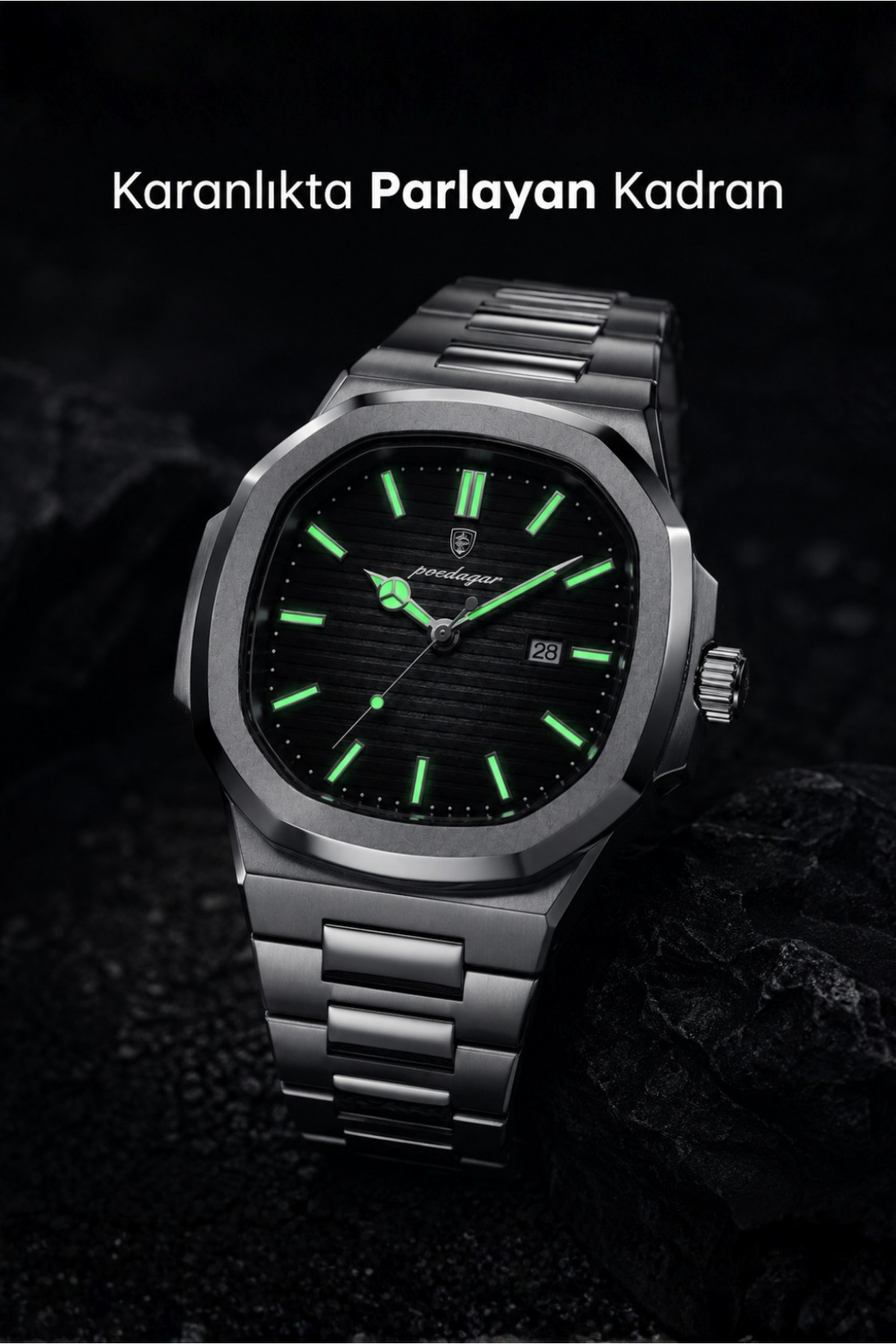 POEDAGAR Erkek Kol Saati Paslanmaz Çelik 40mm görsel 4