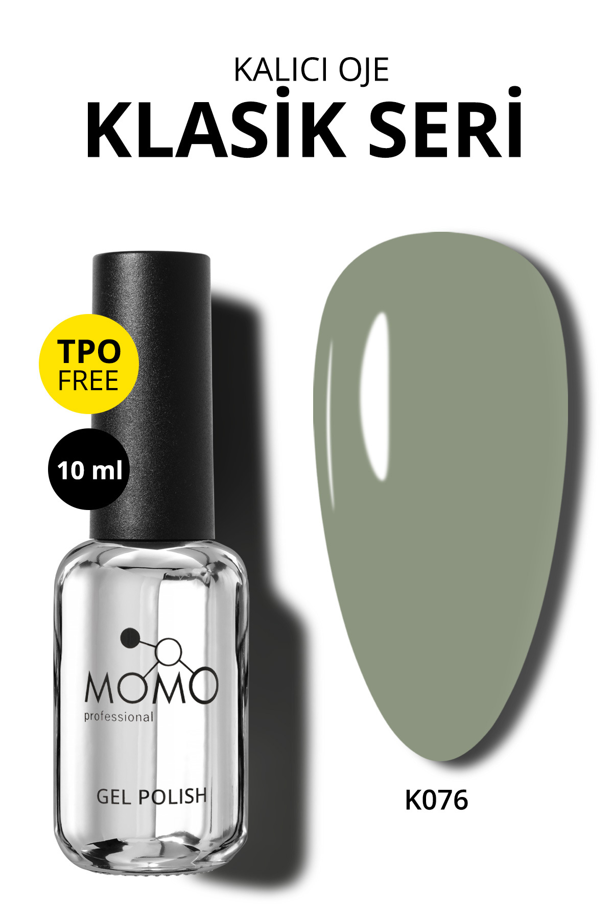 MOMO professional Kalıcı Oje K076 Açık Haki 10 ml — سبز 8860101A01S09K076