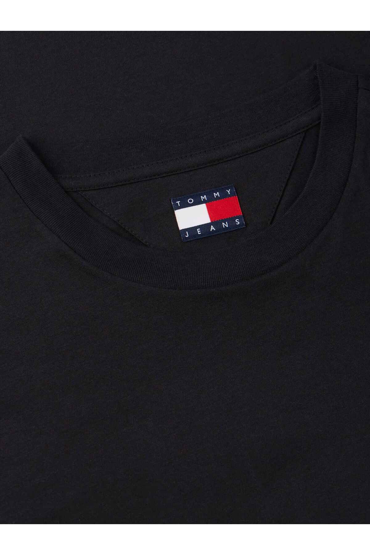 Tommy Hilfiger Erkek Marka Logolu Günlük Kullanıma Uygun Siyah T-Shirt görsel 3