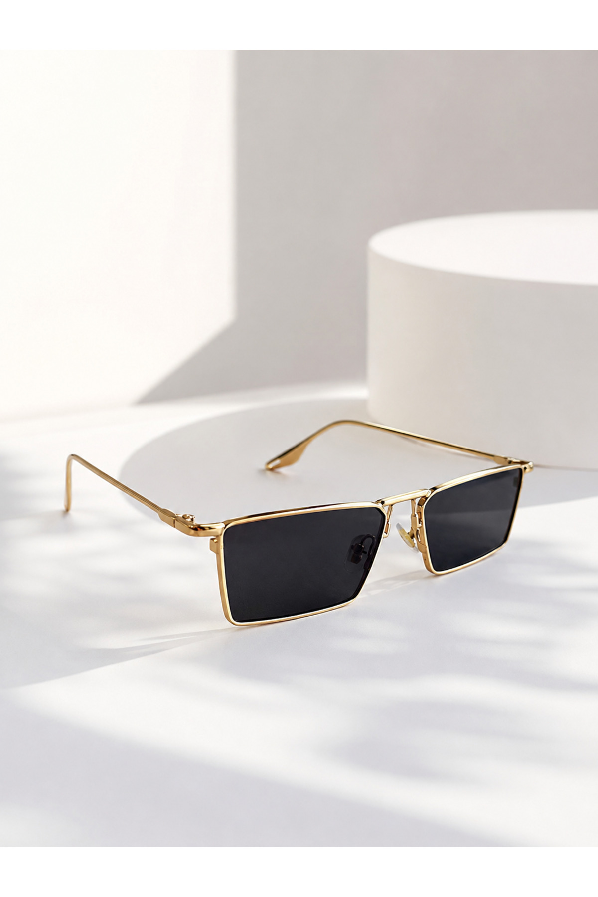 LOOKUP NEW Elsie Unisex Kadın Erkek Uv400 Korumalı Siyah Gold Kare Dikdörtgen Imaj Güneş Gözlüğü görsel 2