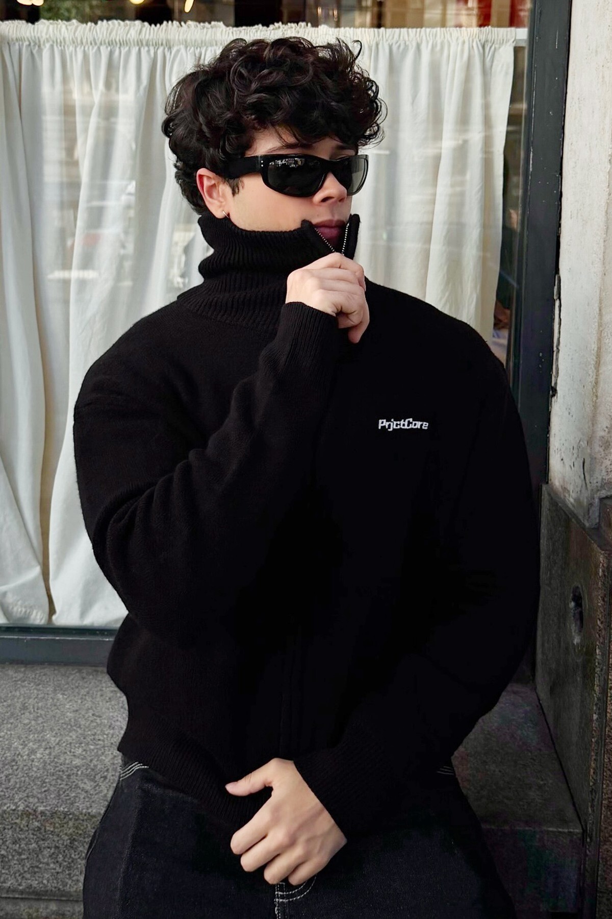 Bershka Fermuarlı boxy fit triko ceket