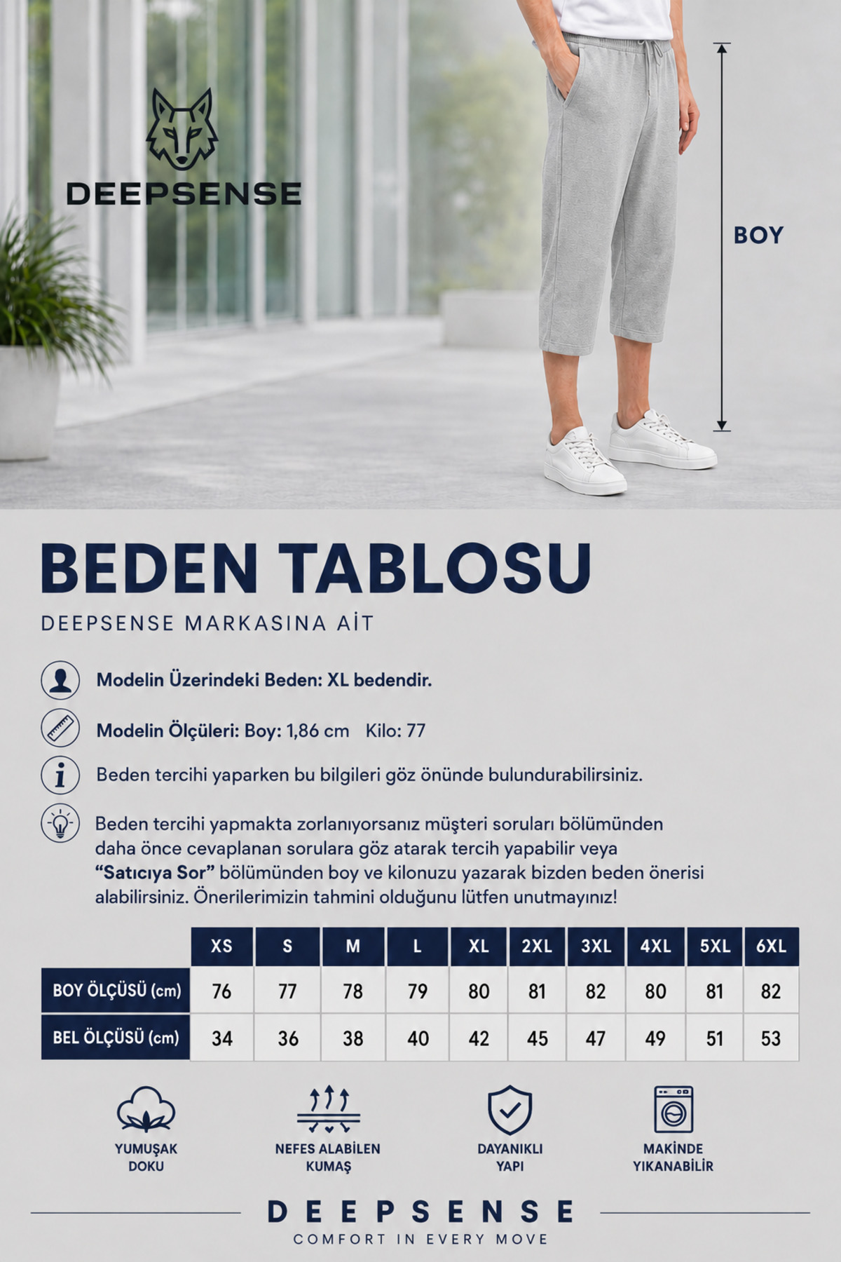 Relax family xf Erkek Gri Diz Altı Uzun Cepli Penye Şort & Bermuda Kapri Yazlık Pamuklu Slim Fit Baskılı görsel 5