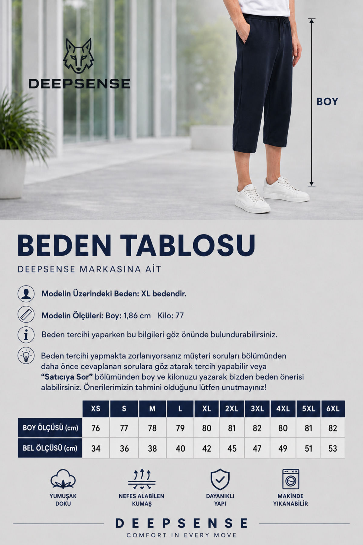 Relax family xf Erkek Siyah Diz Altı Uzun Kapri Penye Şort & Bermuda Yazlık Pamuklu Slim Fit görsel 7