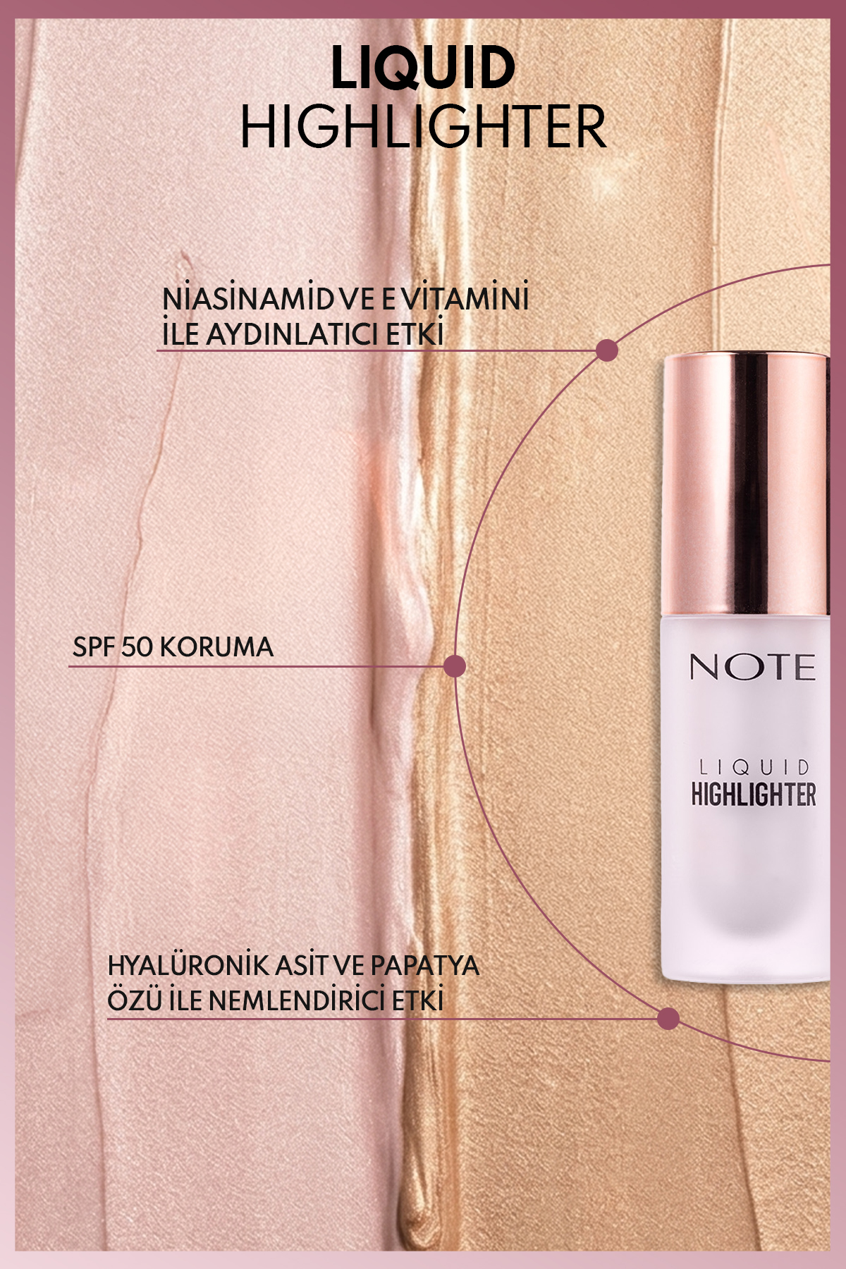 Liquid Highlighter Nemlendirici Etkili Likit Aydınlatıcı - 100 Soft Pink — نقره‌ای HLR LIQUID — تصویر 3 از 8