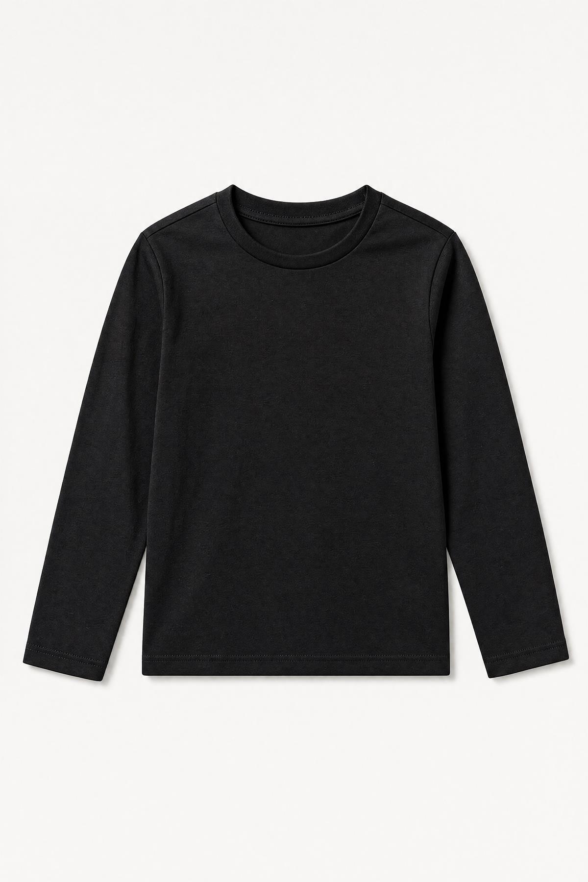 %100 Pamuklu Kız ve Erkek Unisex Uzun Kollu Basic Tshirt