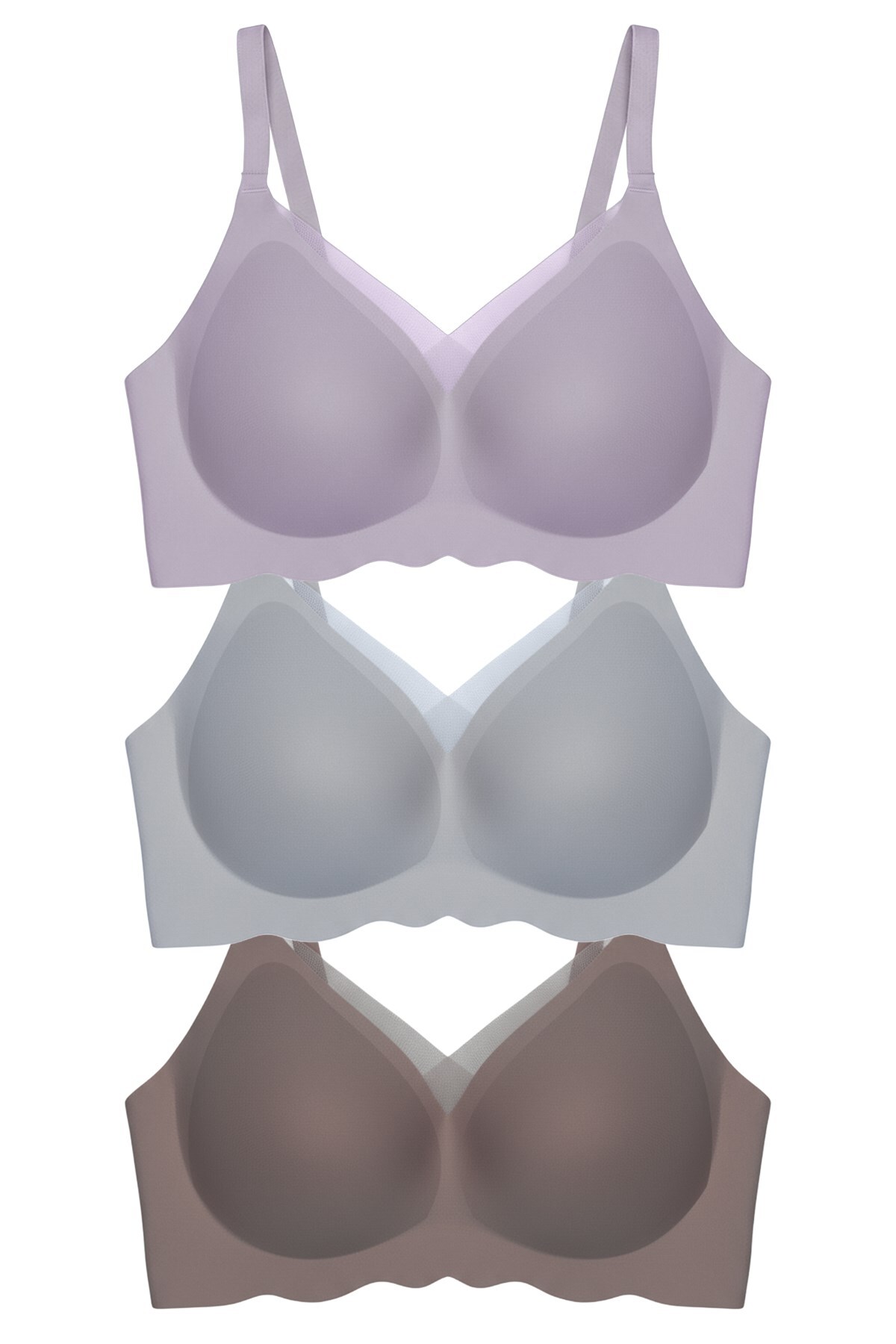 Cottonhill Seamless Bra - Touch | Lazer Kesim Dikişsiz Tül ve Dalga Detaylı Balensiz Kadın Sütyen 3'lü Paket-2