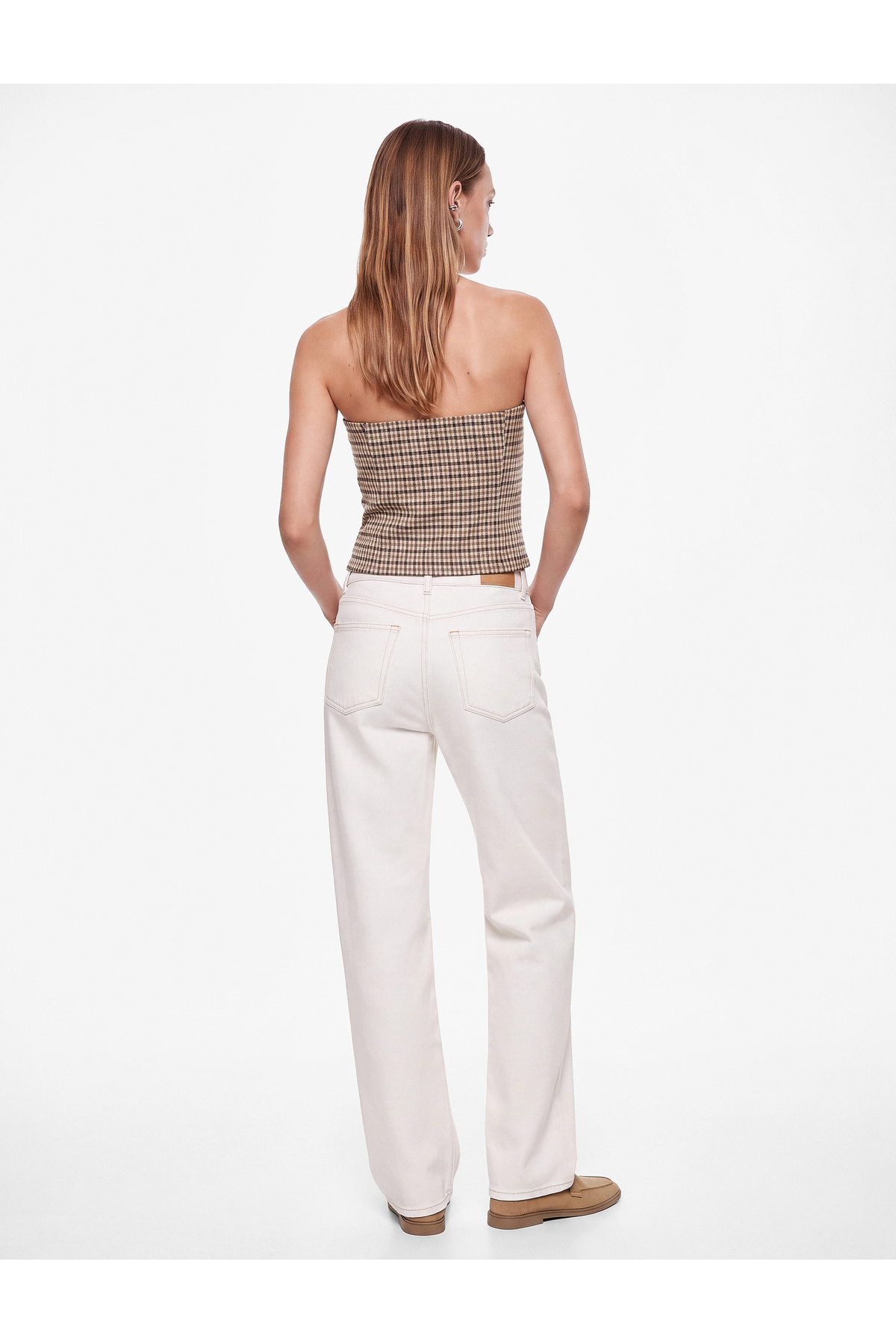 Koton Fermuar Detaylı Slim Fit Ekoseli Straplez Korse Büstiyer görsel 4