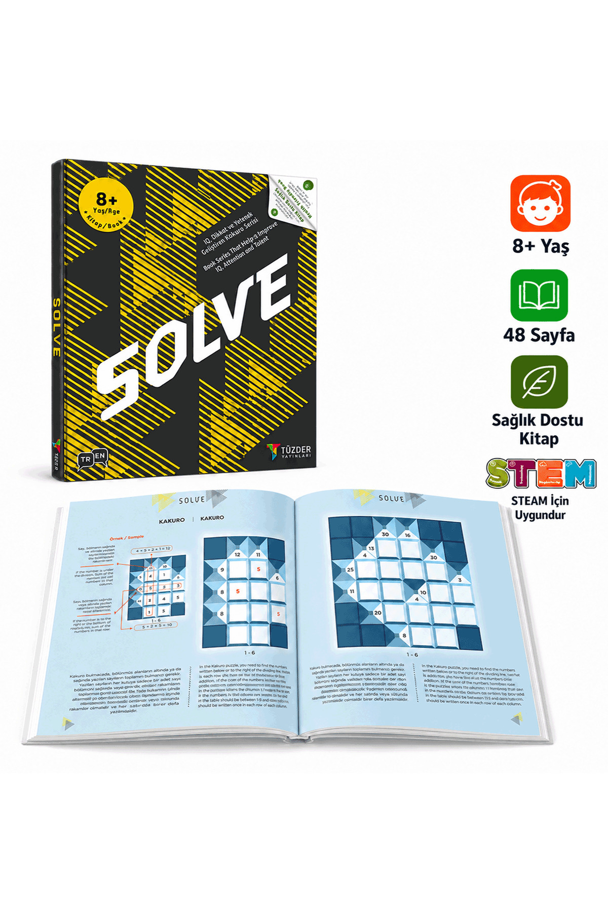 TÜZDER Yayınları SOLVE 8+ Yaş | IQ, Dikkat ve Yetenek Geliştiren