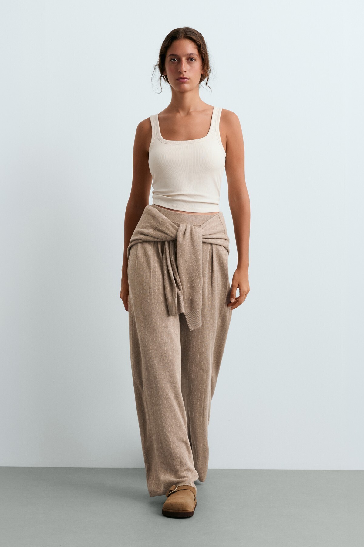 Oysho Kare yaka modal karışımlı fitilli tank top görsel 2