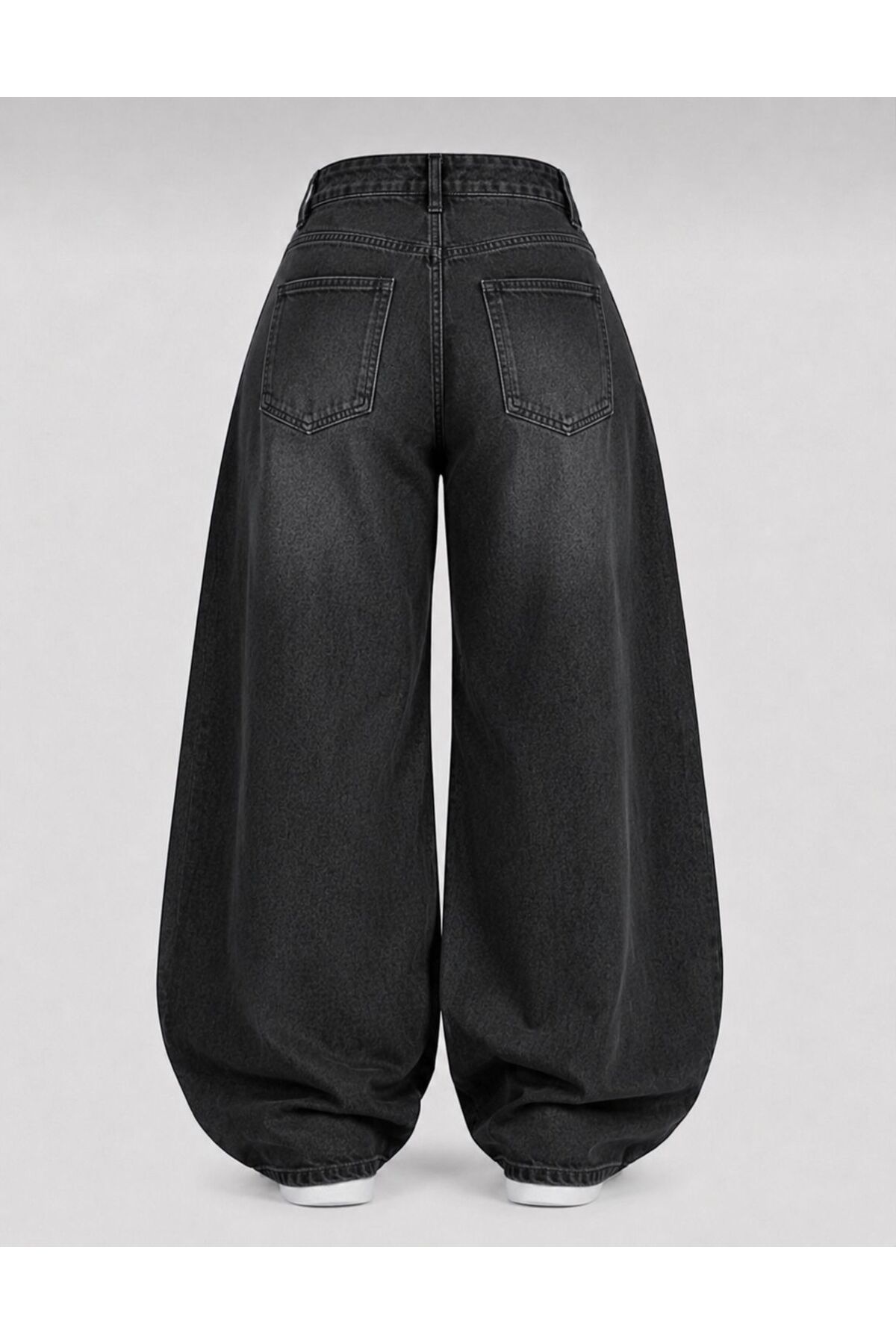 ATE WEAR Premium Siyah Yıkamalı Unisex Baggy Kot Pantolon görsel 3