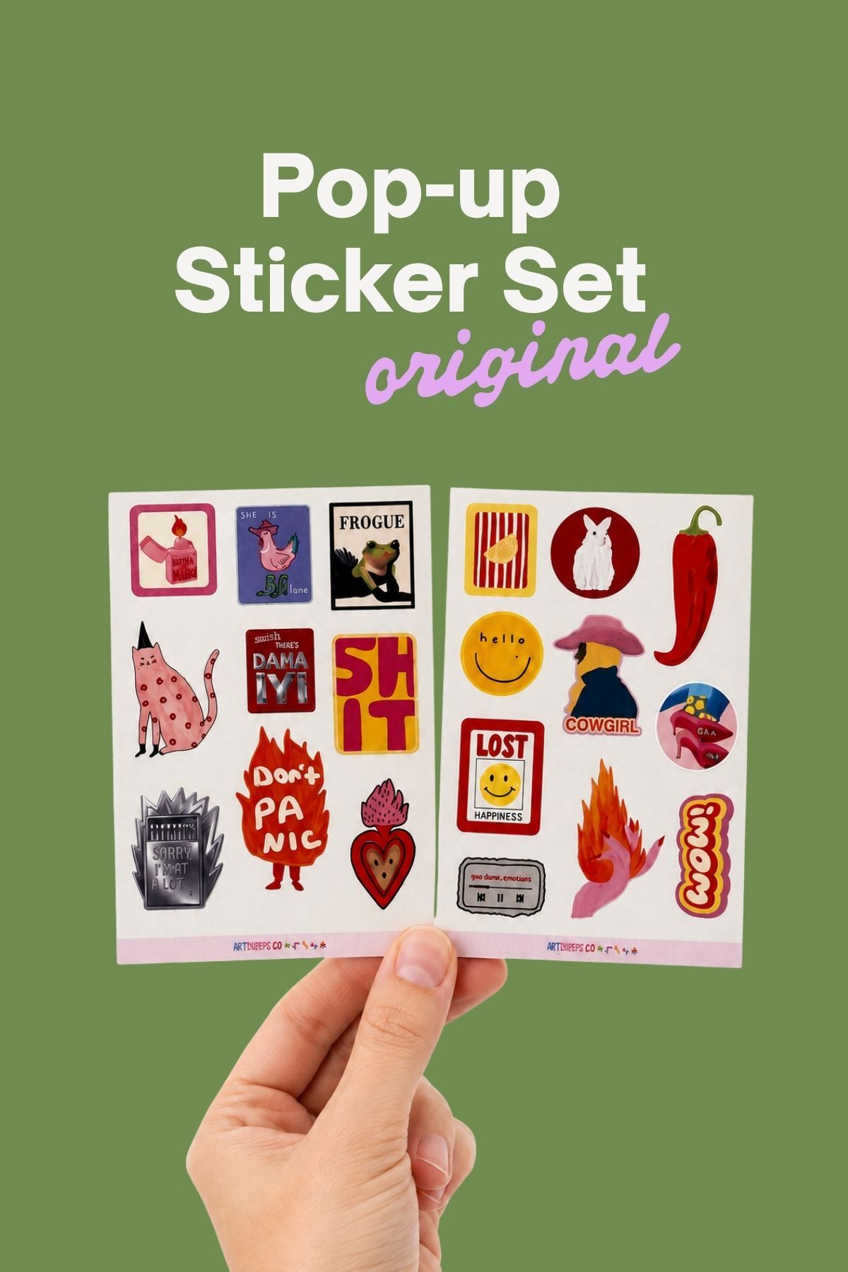 19’lu Sticker Set Kolaj Tarzı Renkli Estetik Laptop Telefon Sticker Seti