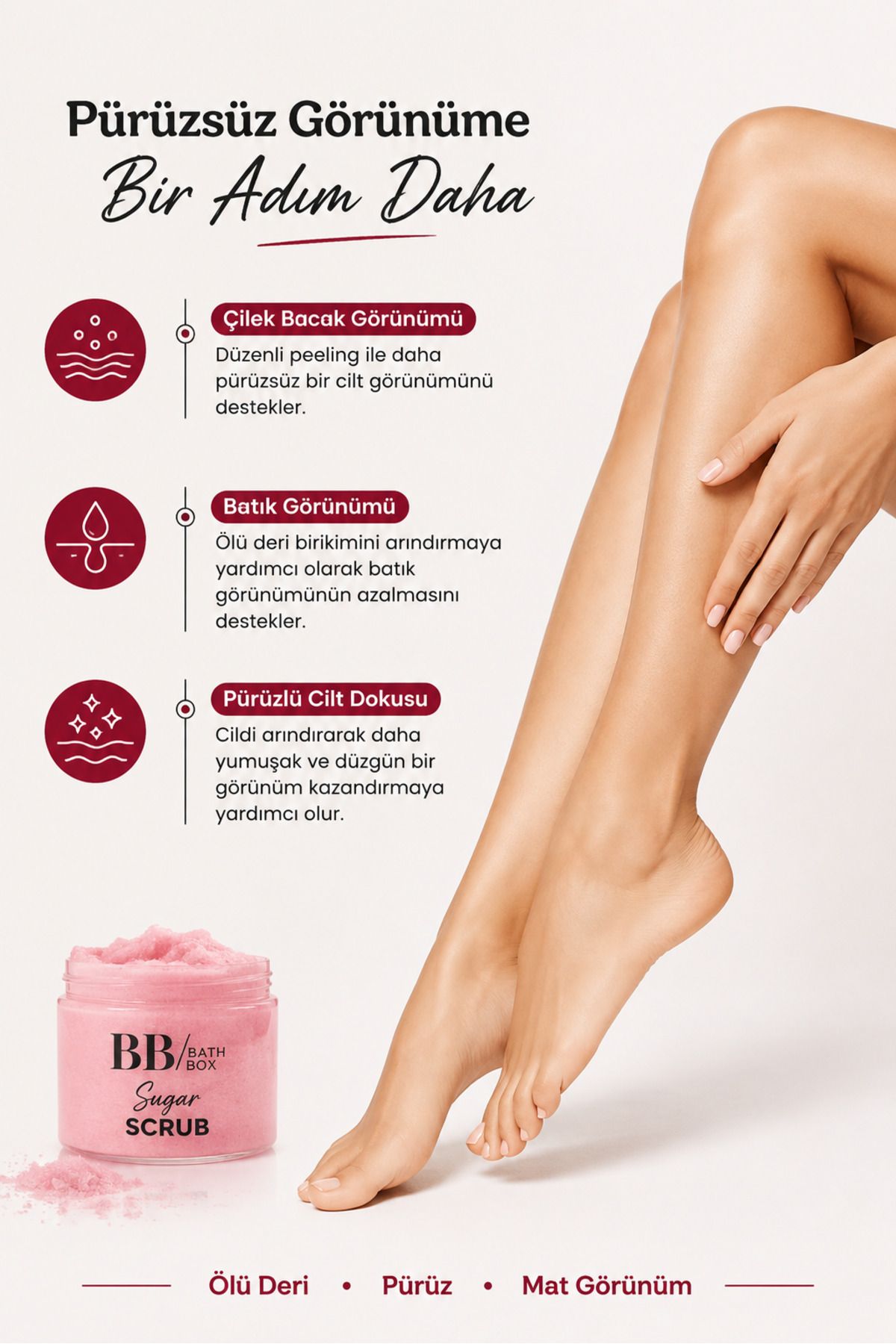 Pink Aura Köpüren Sugar Scrub, Organik Doğal Şeker Peelingi, Arındırıcı & Yenileyici Bakım 160 gr — SSPINKA — تصویر 6 از 9