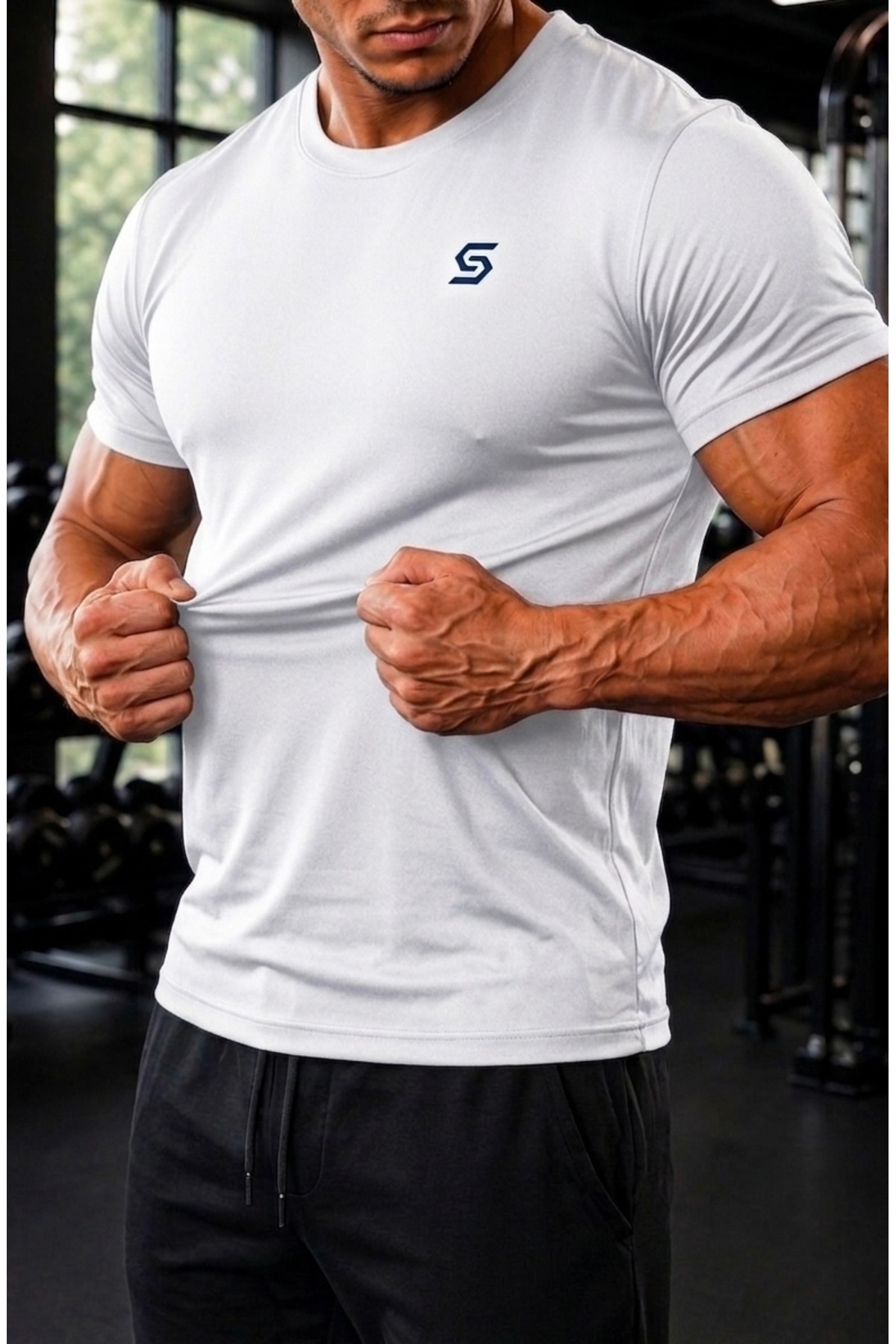 Sapeur Erkek Premium Slim Fit Spor Tişört ( Beyaz ) görsel 4