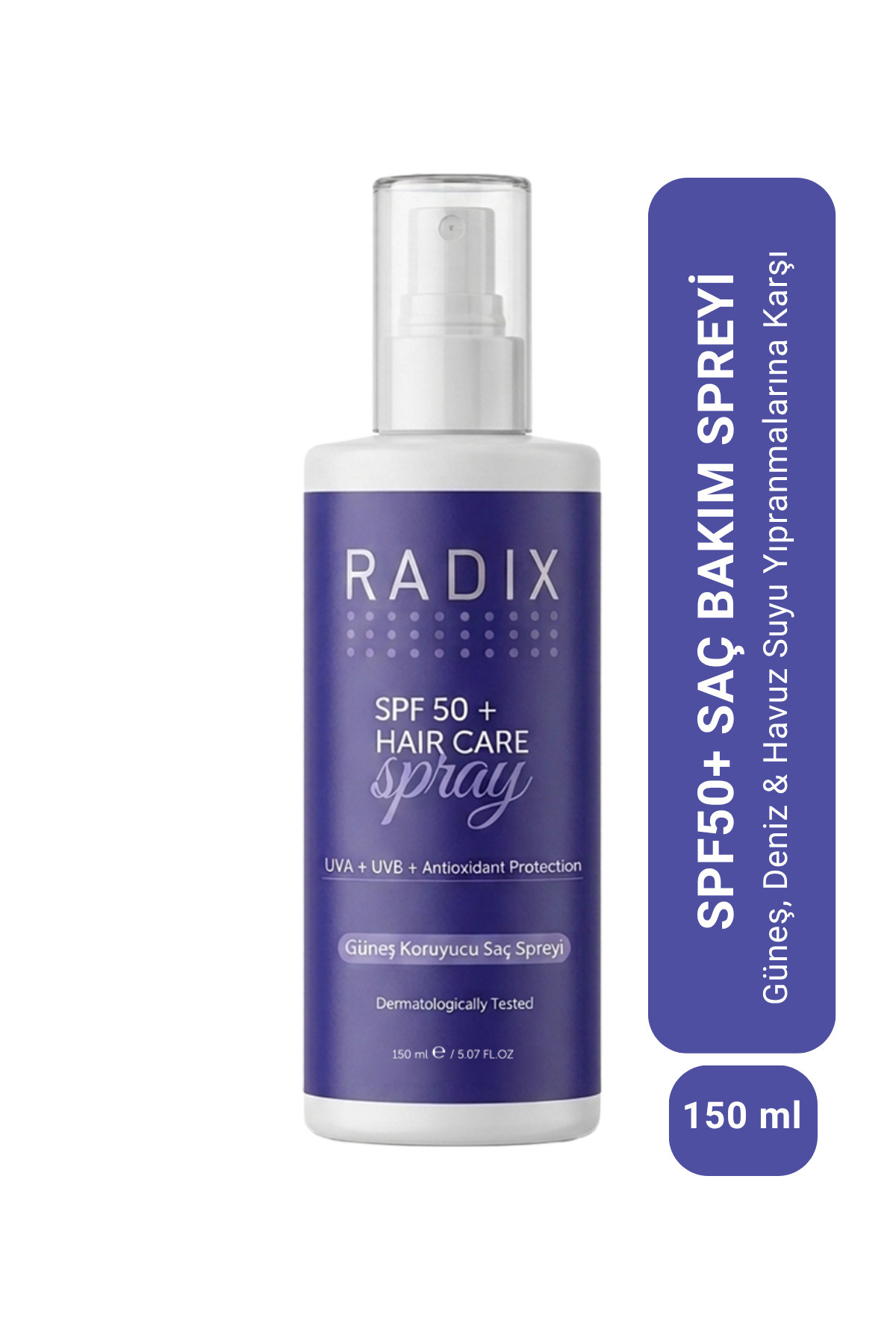 Radix SPF50+ UV ve Isı ve Fön Koruyucu Saç Bakım Spreyi | Güneş Deniz ve Havuz Suyu Yıpranmalarına Karşı 150 ML — 116 04 020