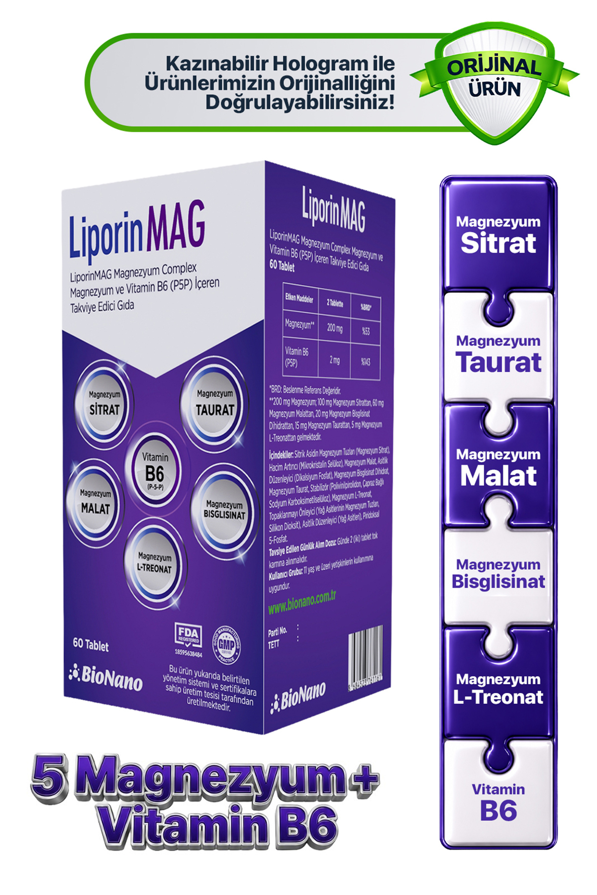 Liporin LiporinMAG Magnezyum Complex (Sitrat, Malat, Bisglisinat