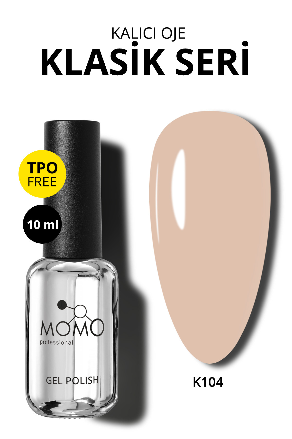 MOMO professional Kalıcı Oje K104, Bej, 10 ml — بژ 8860101A01S09K104