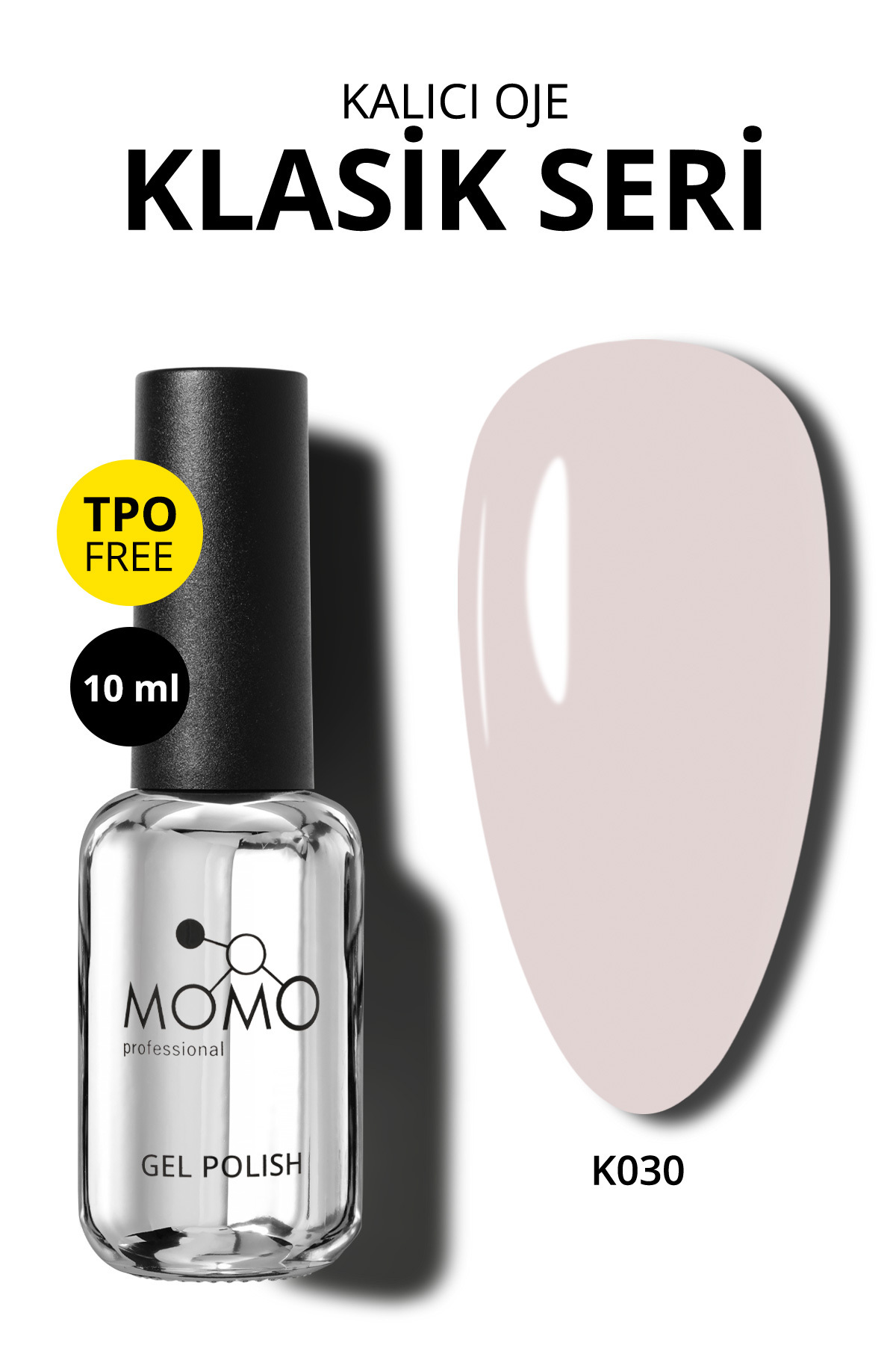 MOMO professional Kalıcı Oje K030, Beyaz Vizon, 10 ml — صورتی 8860101A01S09K030