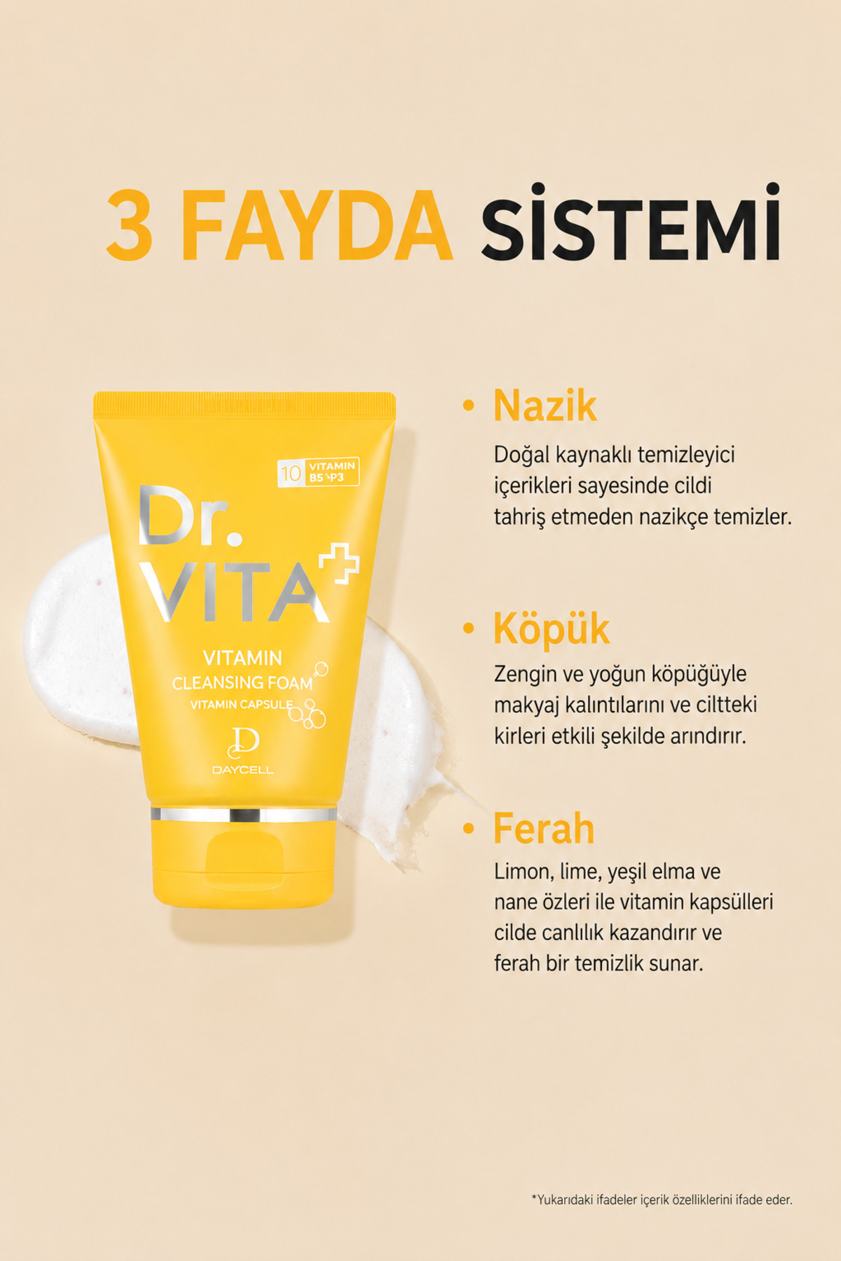 Dr.VITA+ Vitamin Cleansing Foam - E Vitamini Kapsüllü Köpük 100 ml — 8809082373246 — تصویر 3 از 8