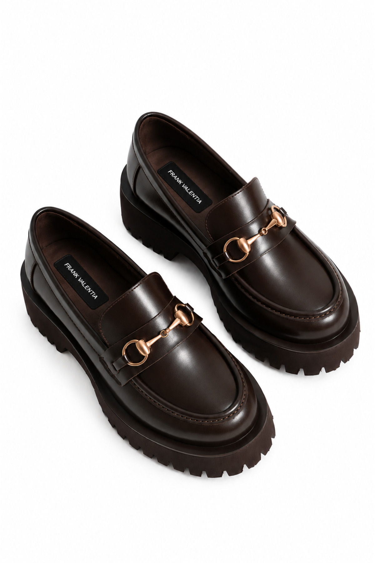 Frank Valentia FV500 Kadın Deri Acı Kahve Gold Toka Detaylı Kalın Taban Makosen Loafer ACI KAHVE görsel 8