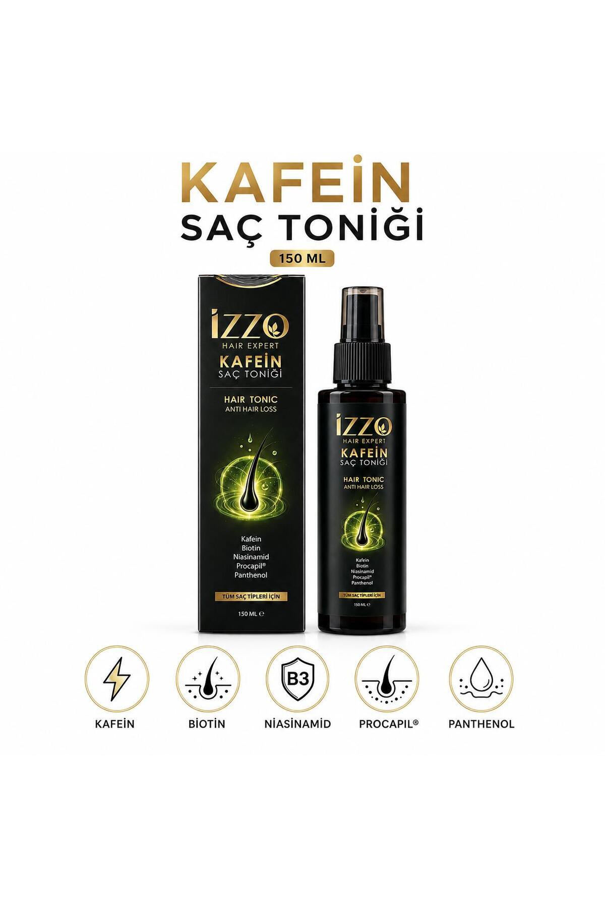 Izzo Kafein Saç Toniği 150 ml | Saç Dökülmesi Kök Uyarıcı Bakım | Procapil®, Biotin, Niasinamid, Kafein ve Panthenol İçeren Hair Tonic — IZZO-KTN-150