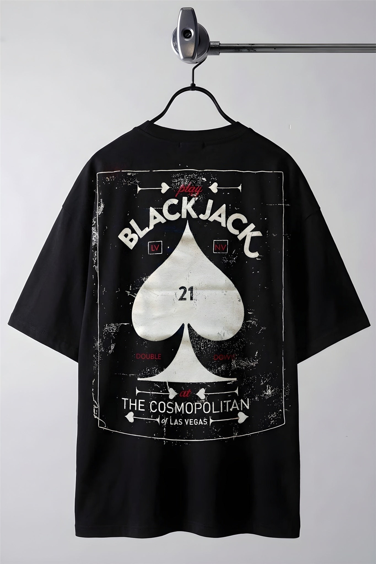 Millionaire Erkek Siyah Black Jack Oversize Fit Bol Geniş Kalıp Salaş Kesim T-shirt görsel 5