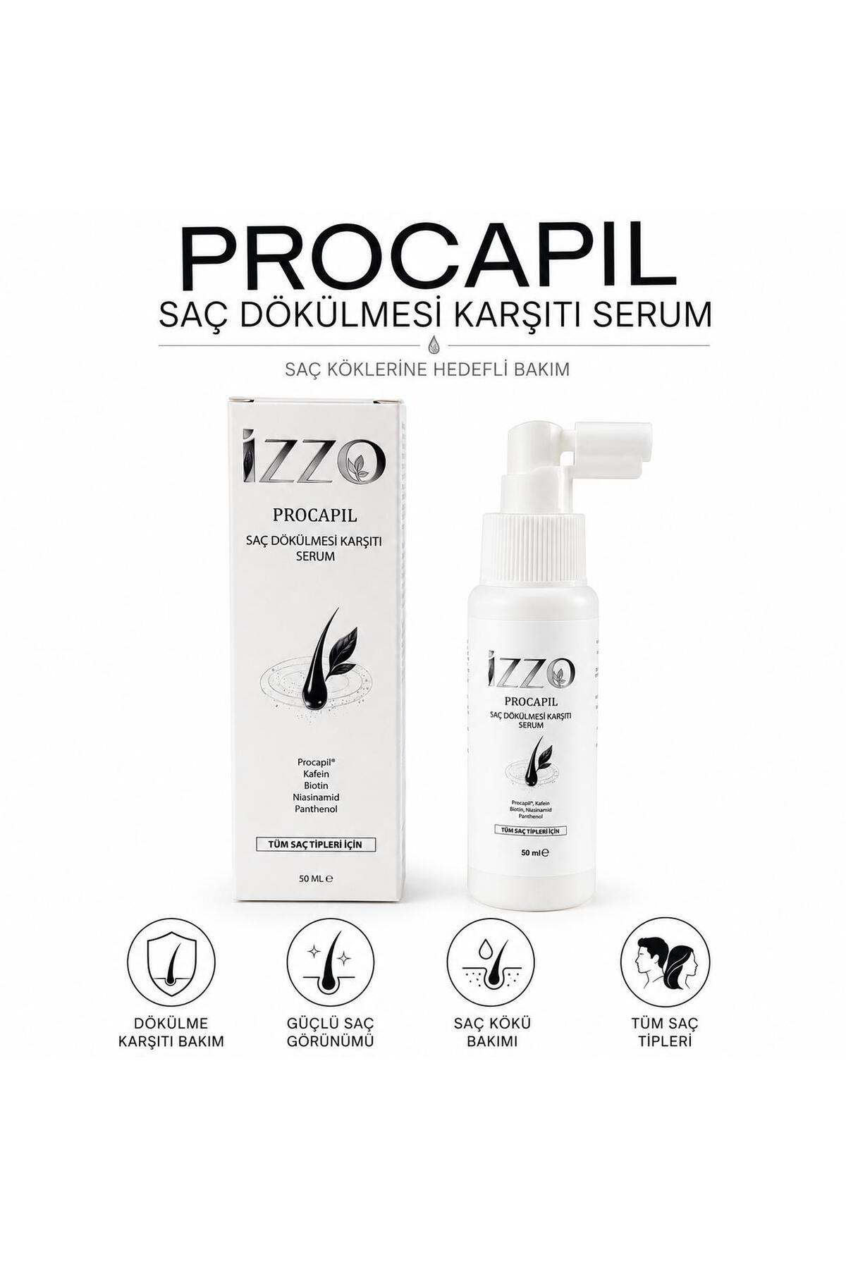 Izzo Procapil Saç Dökülmesi Karşıtı Serum 50 ml | Procapil®, Kafein, Biotin, Niasinamid ve Panthenol İçeren Saç Bakım Serumu — IZZO-PRS-50