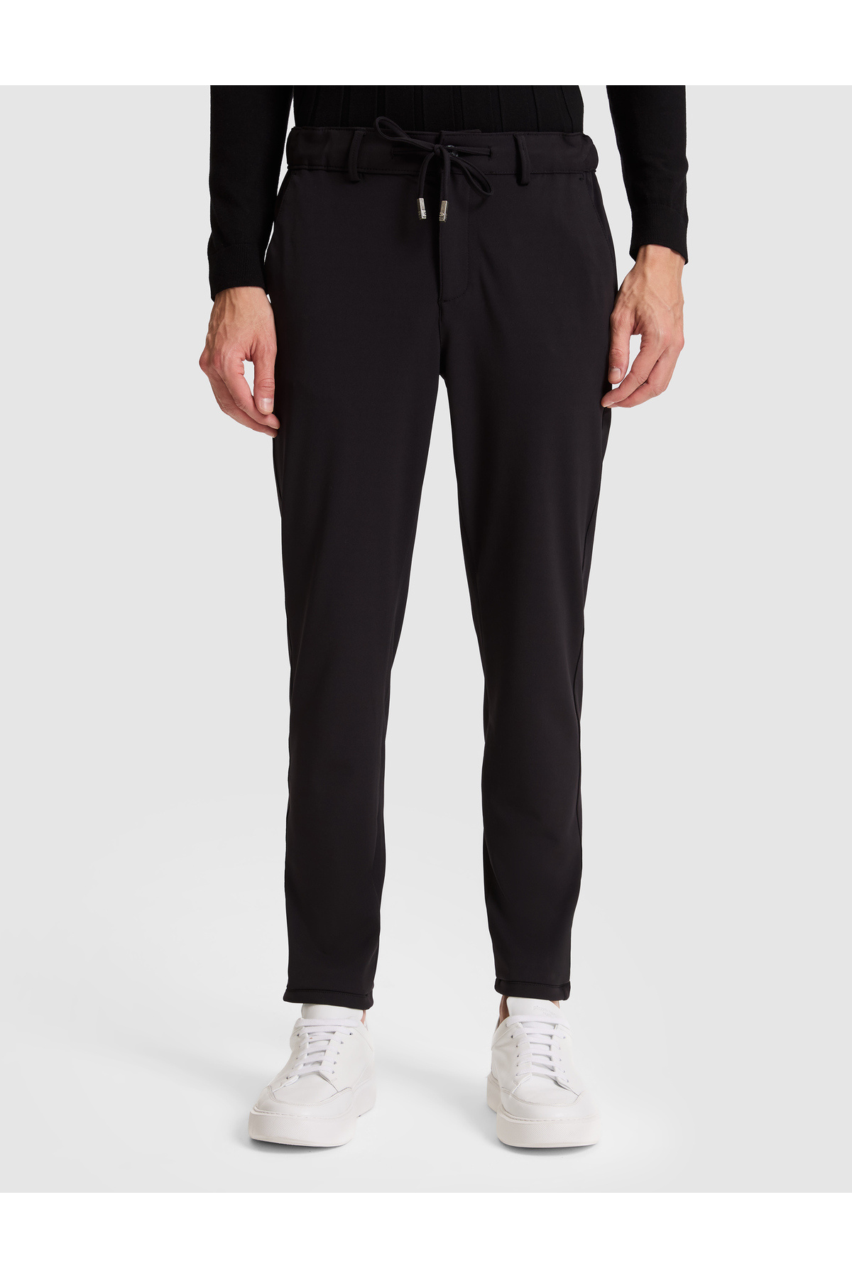 Pierre Cardin Siyah Slim Fit Beli Lastikli Kordonlu Jogger Kanvas Pantolon 50317281-VR046 görsel 2