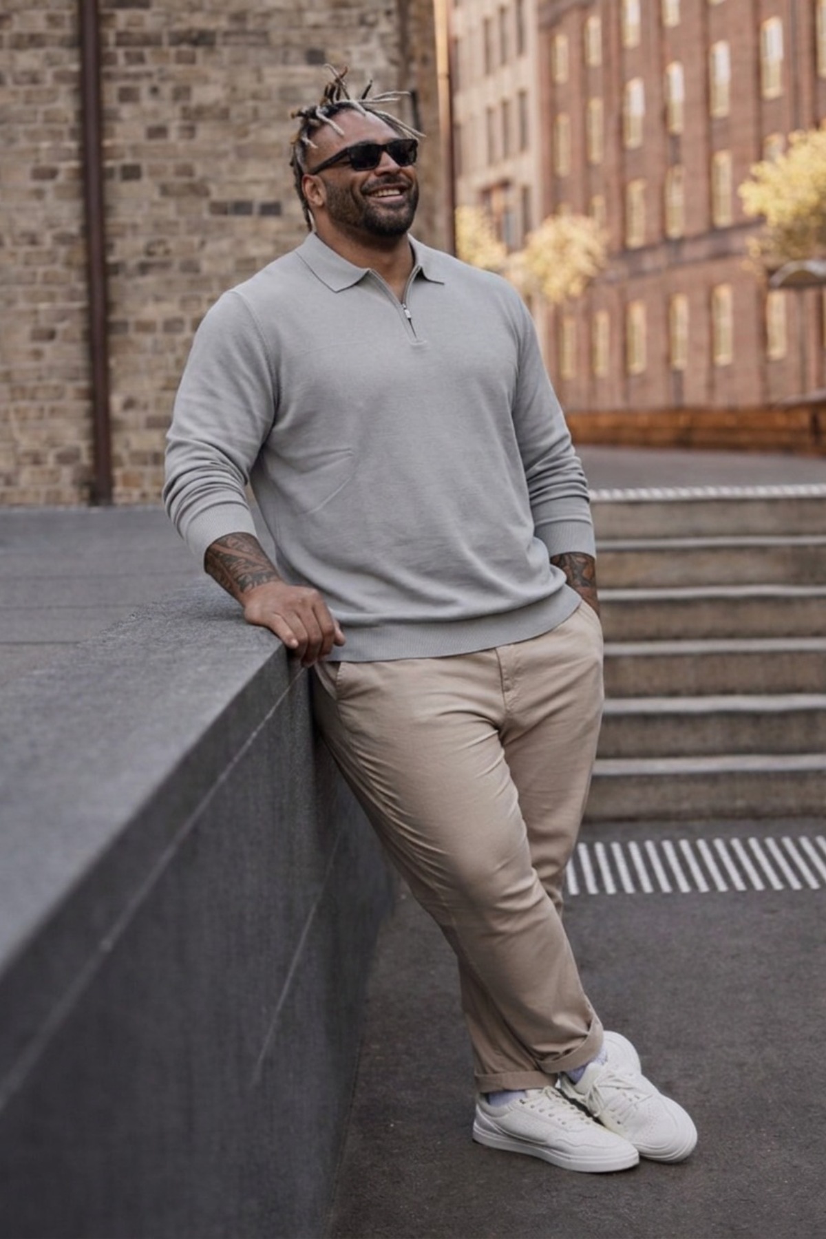 Maccali Erkek Büyük Beden Basic Gri Fermuarlı Sweatshirt görsel 5