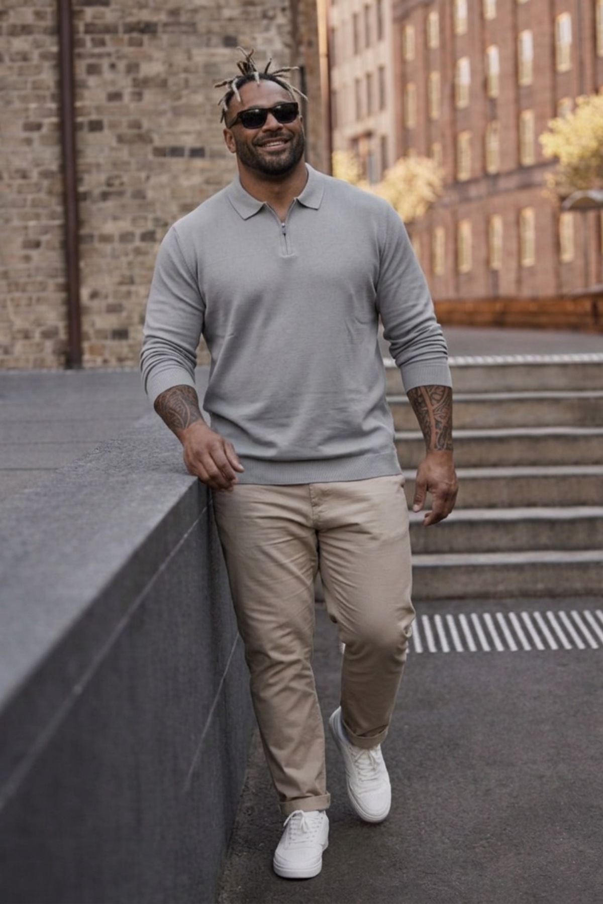 Maccali Erkek Büyük Beden Basic Gri Fermuarlı Sweatshirt görsel 3