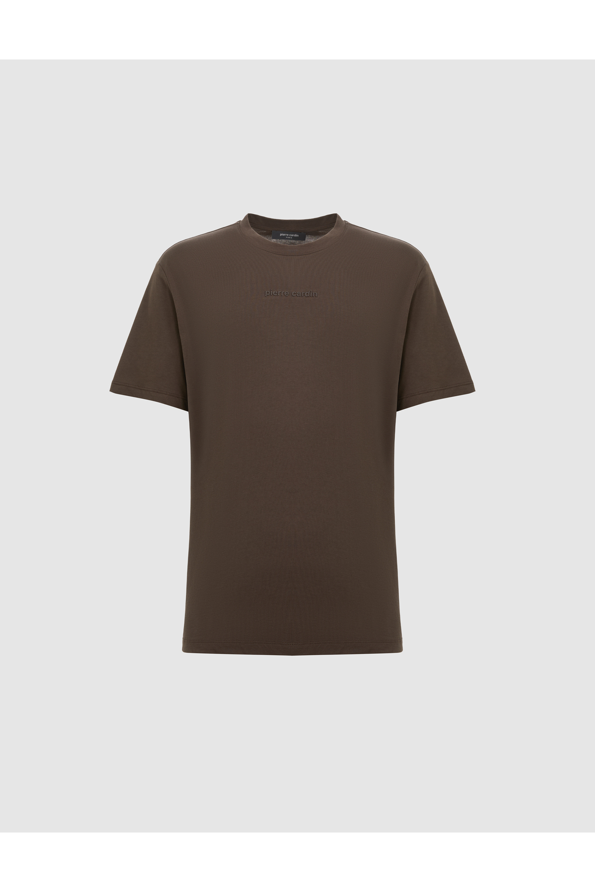 Pierre Cardin Koyu Kahverengi Regular Fit %100 Pamuk Bisiklet Yaka Tişört 50327872-VR084 görsel 7