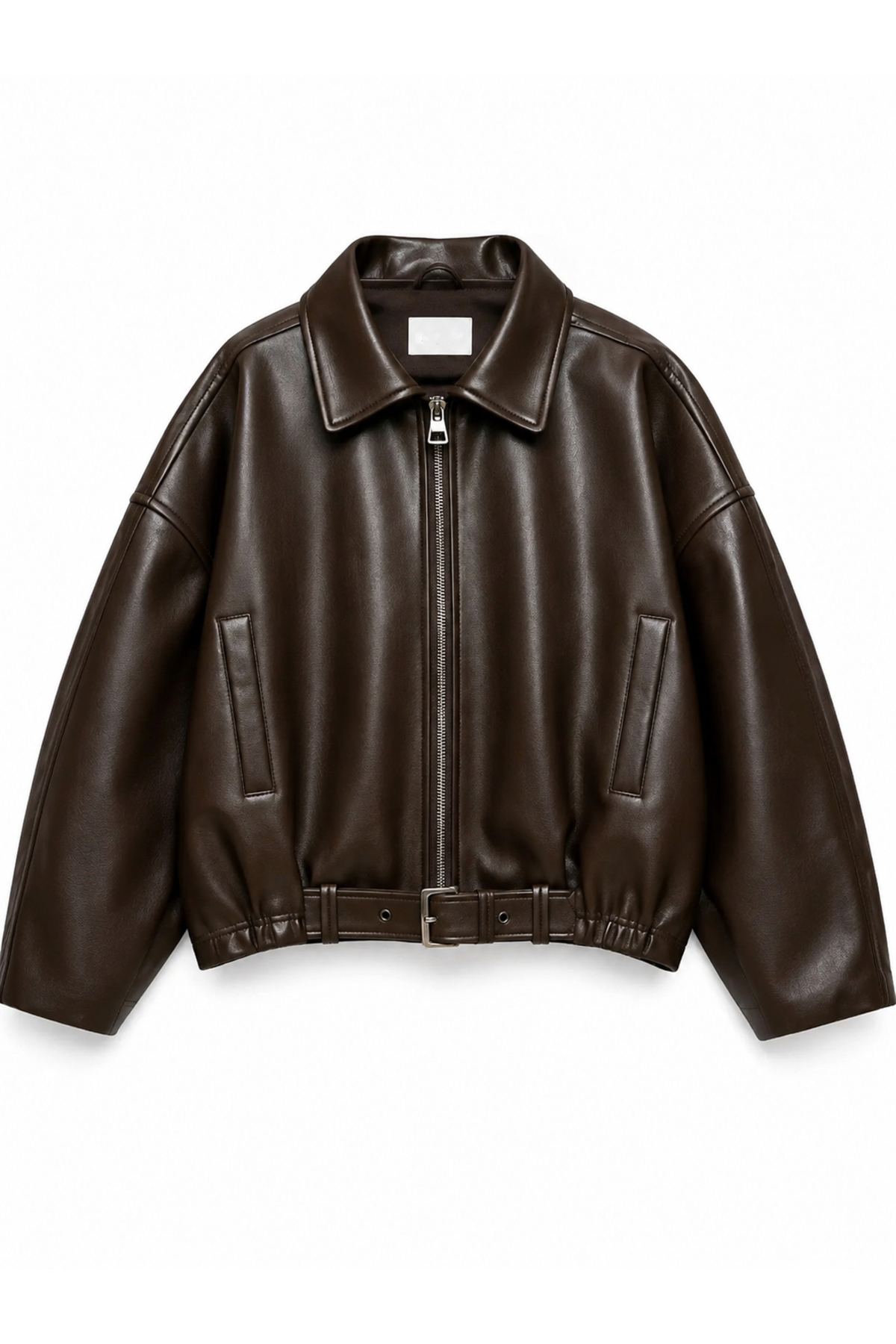 çerme Yeni Sezon P&B Suni Oversize Bomber Deri Ceket