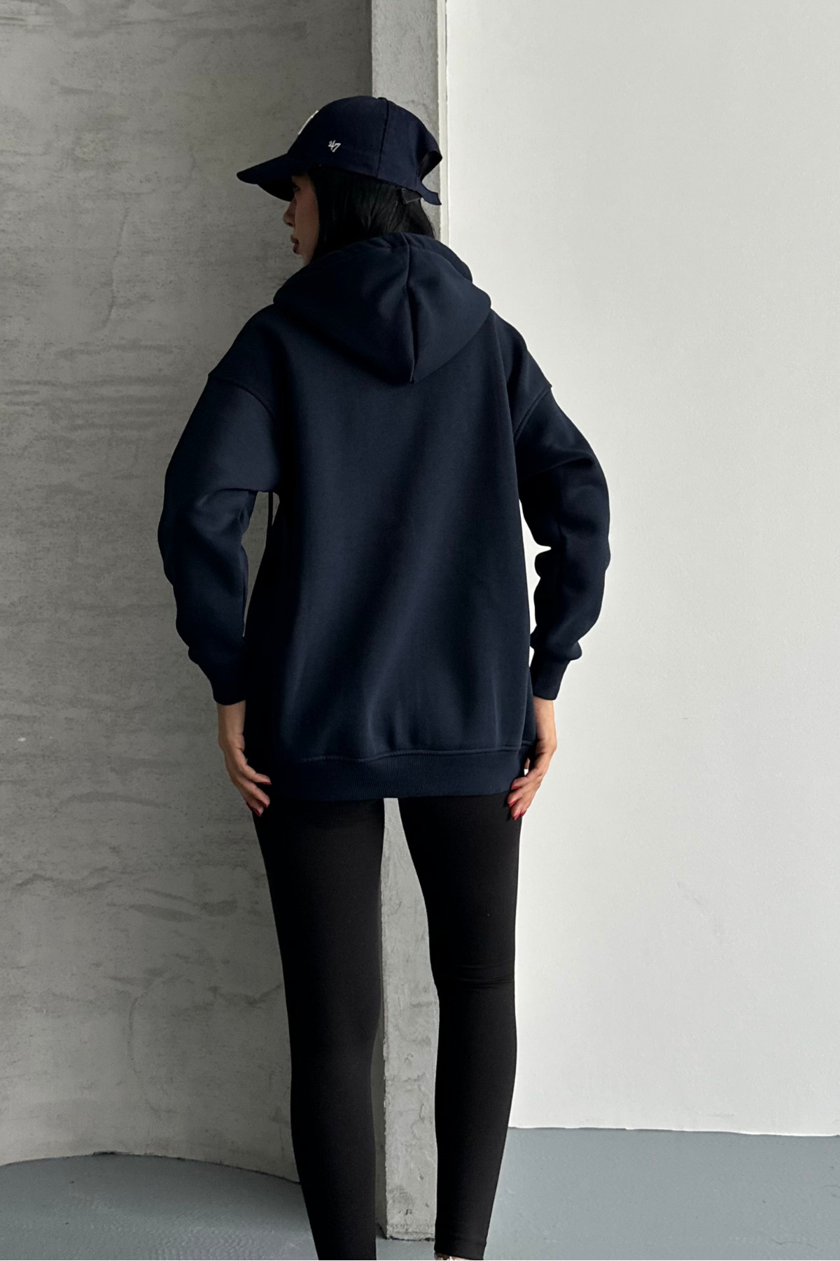 macharel jeans Oversize Kalıp 3 Iplik Şardonlu Metal Fermuarlı Kapşonlu Sweatshirt görsel 8